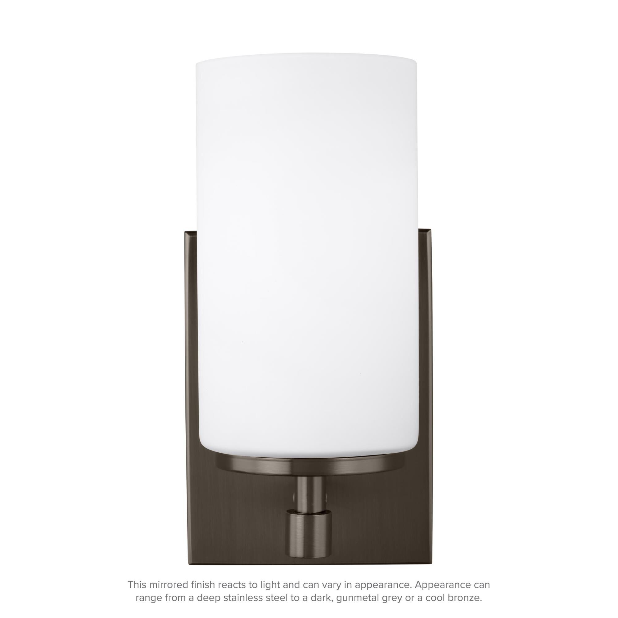 Shown in Brushed Oil Rubbed Bronze finish and Etched White Inside glass