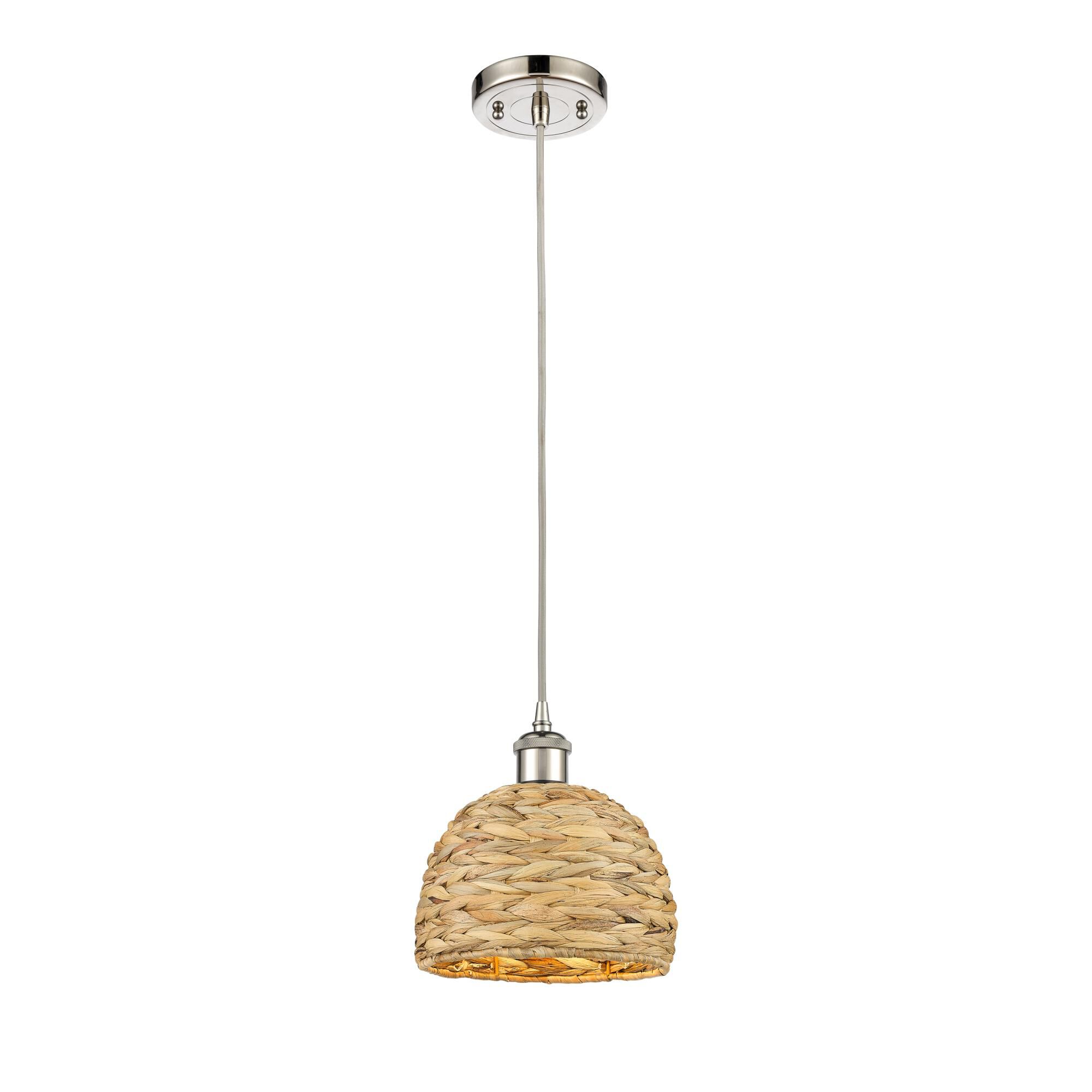 Bruno Marashlian Woven Rattan 8 Inch Mini Pendant by Innovations Lighting