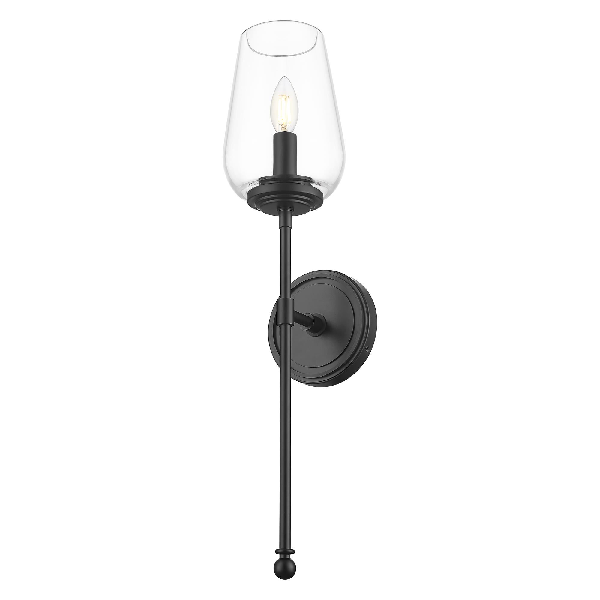 Shown in Matte Black finish and Clear glass