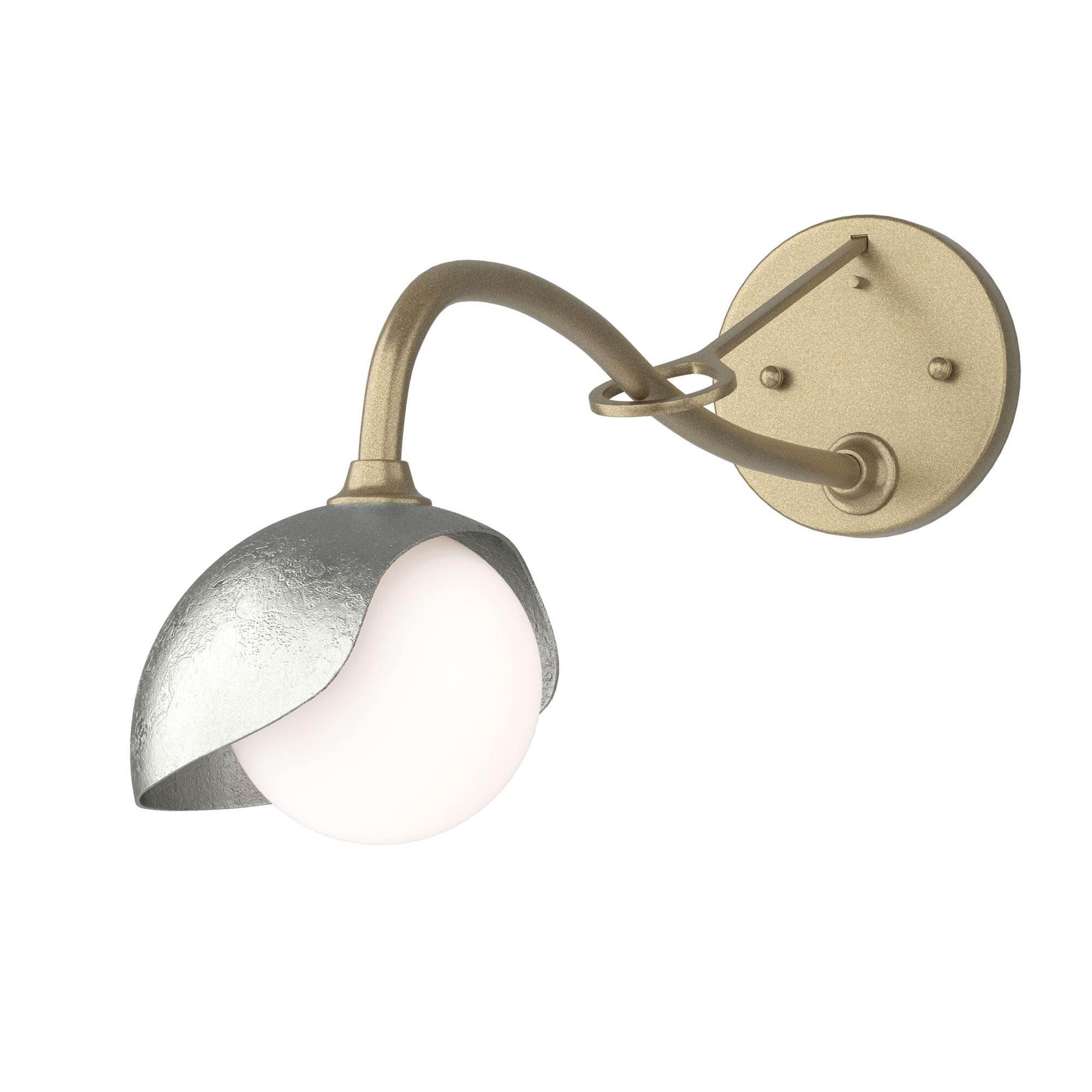 Shown in Soft Gold finish and Opal glass and Sterling (85) accent