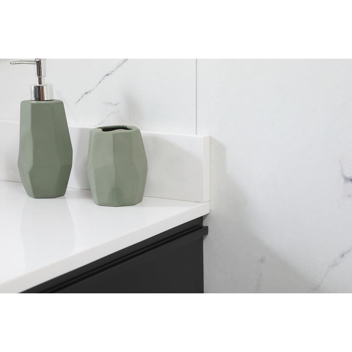 Shown in Black finish and Backsplash accent