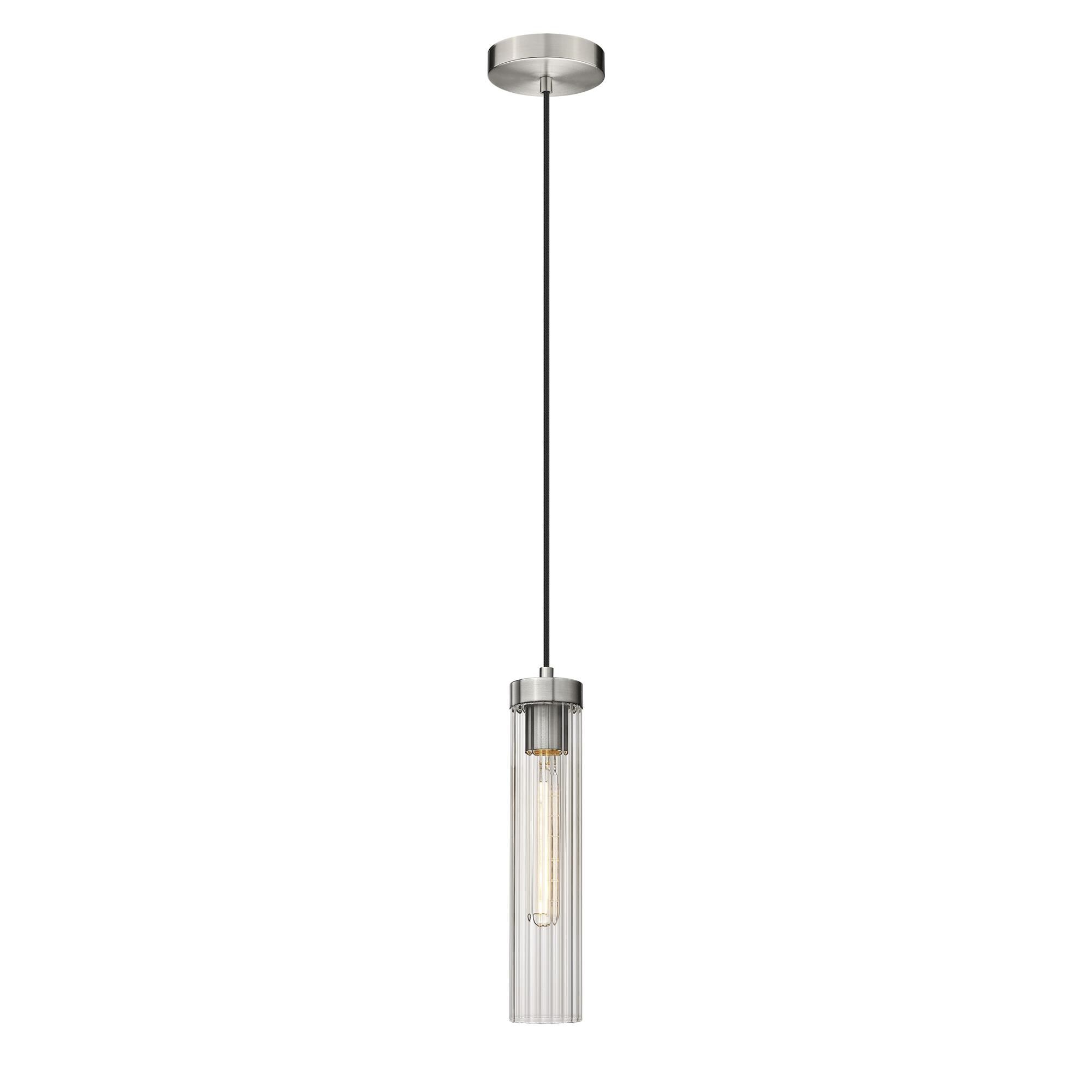Shown in Brushed Nickel finish and Clear glass