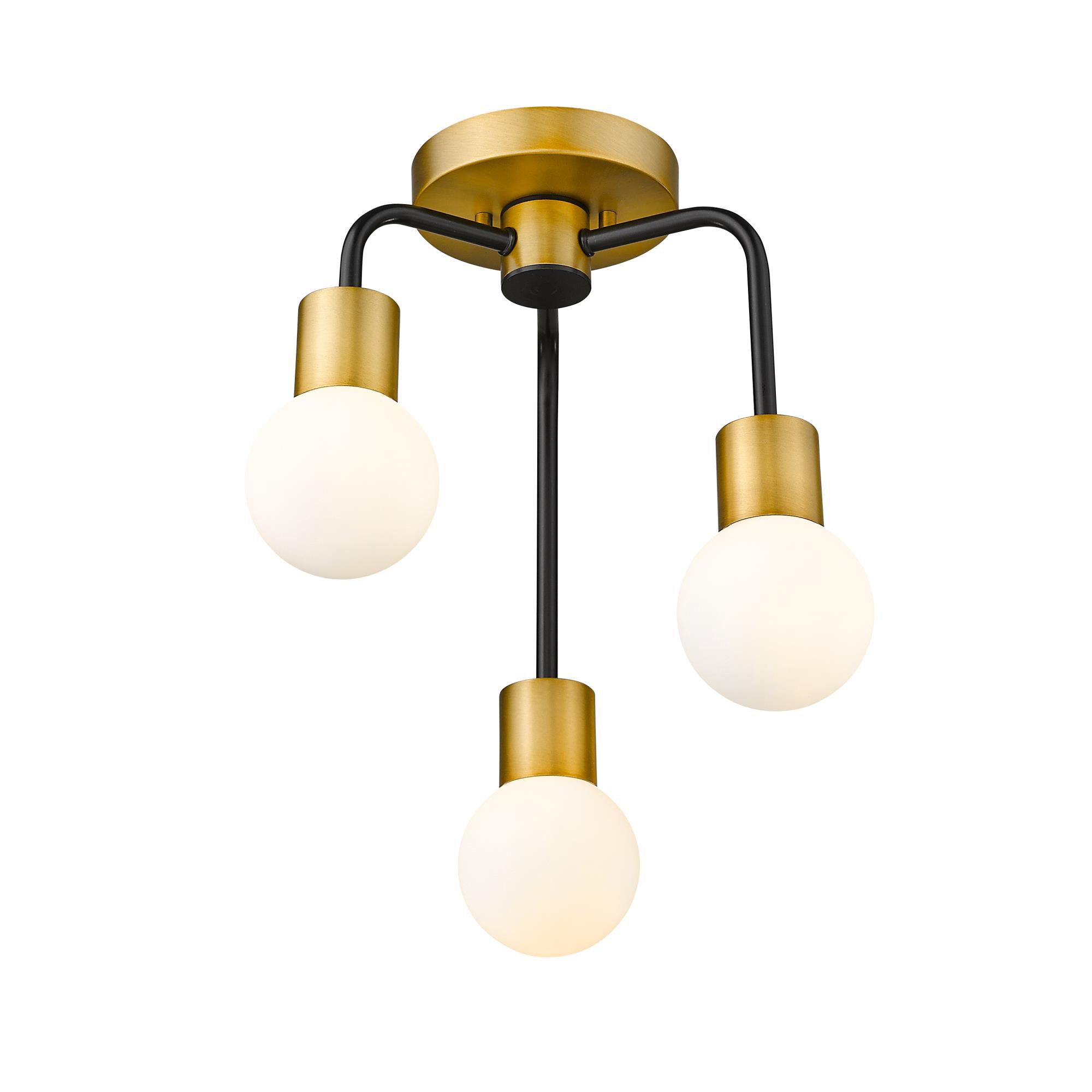 Shown in Matte Black + Foundry Brass finish and Glass shade