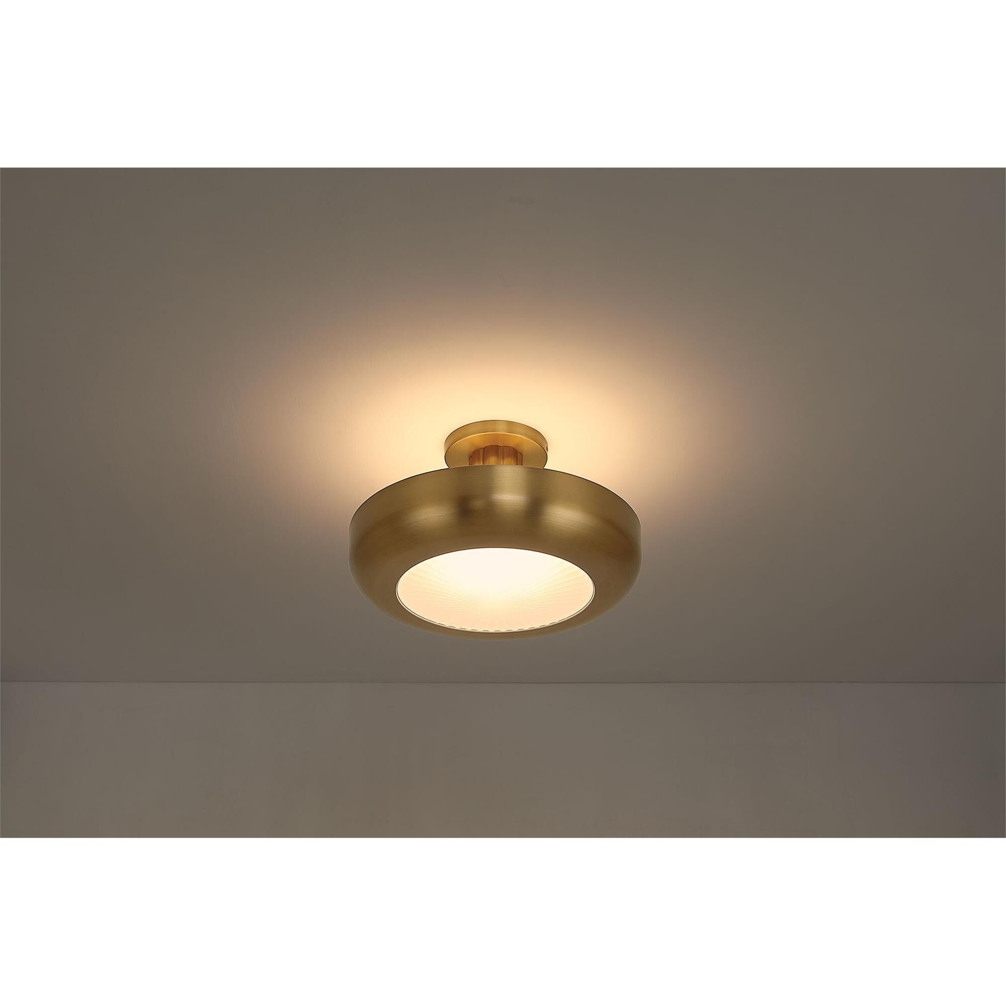 Shown in Antique Brass finish and Etched glass