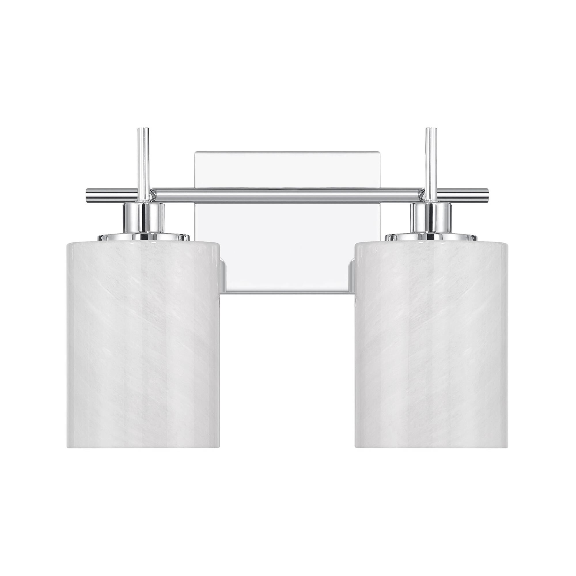 Shown in Chrome finish and White Strie glass