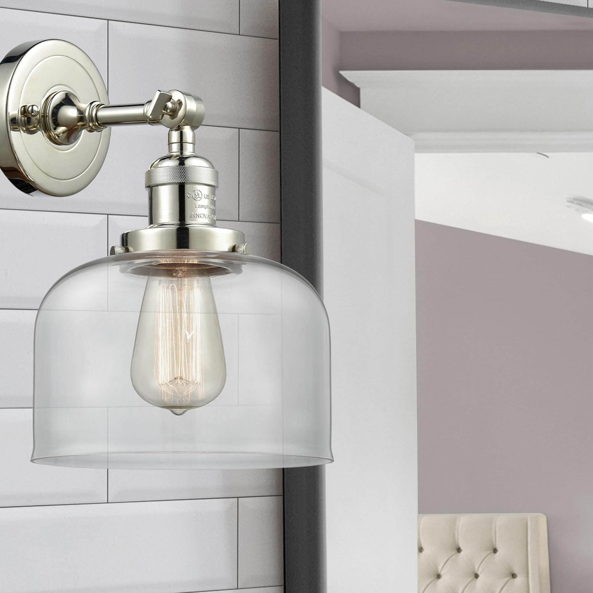 Shown in Polished Nickel finish and Clear glass