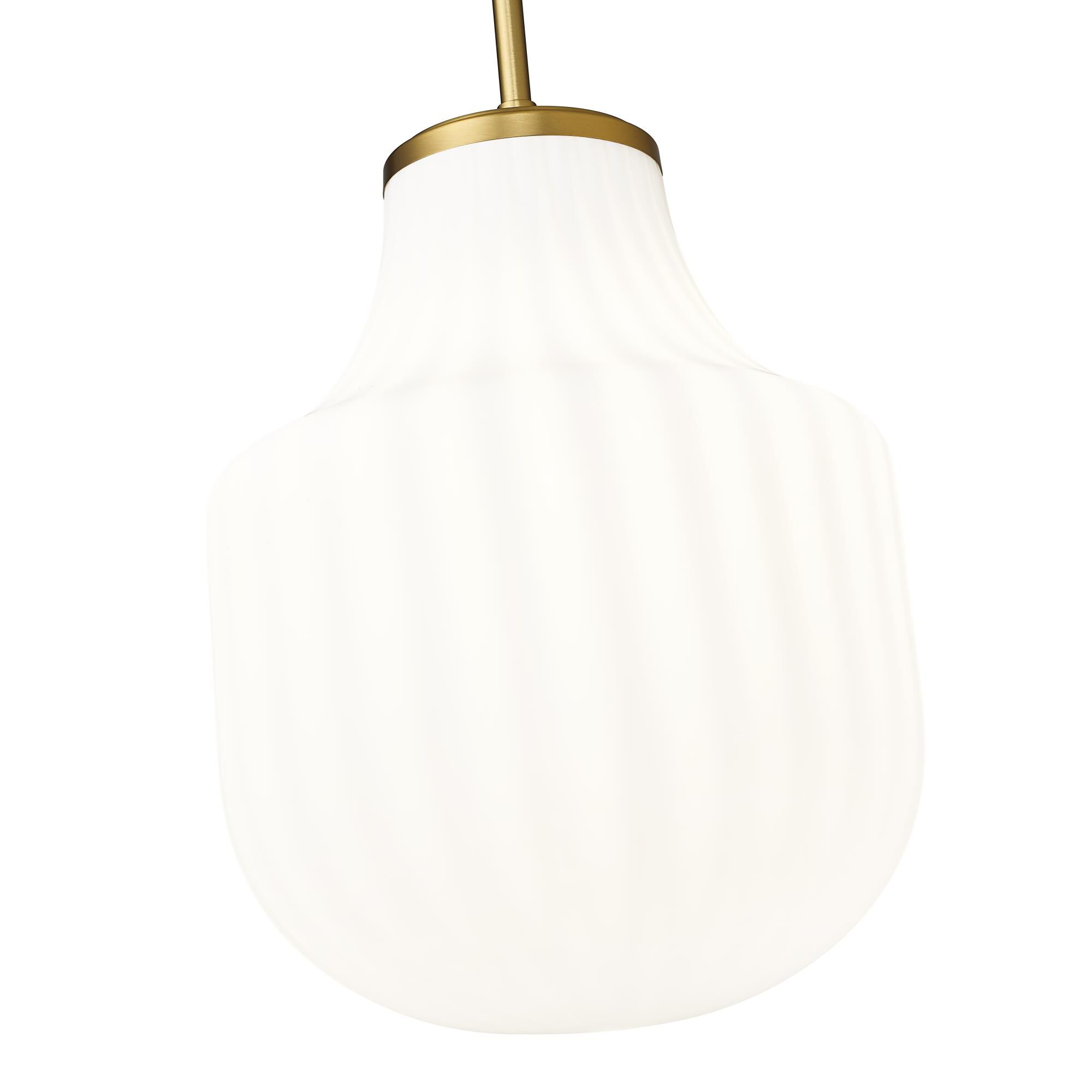 Shown in Modern Gold finish and White Opal glass and White Opal shade