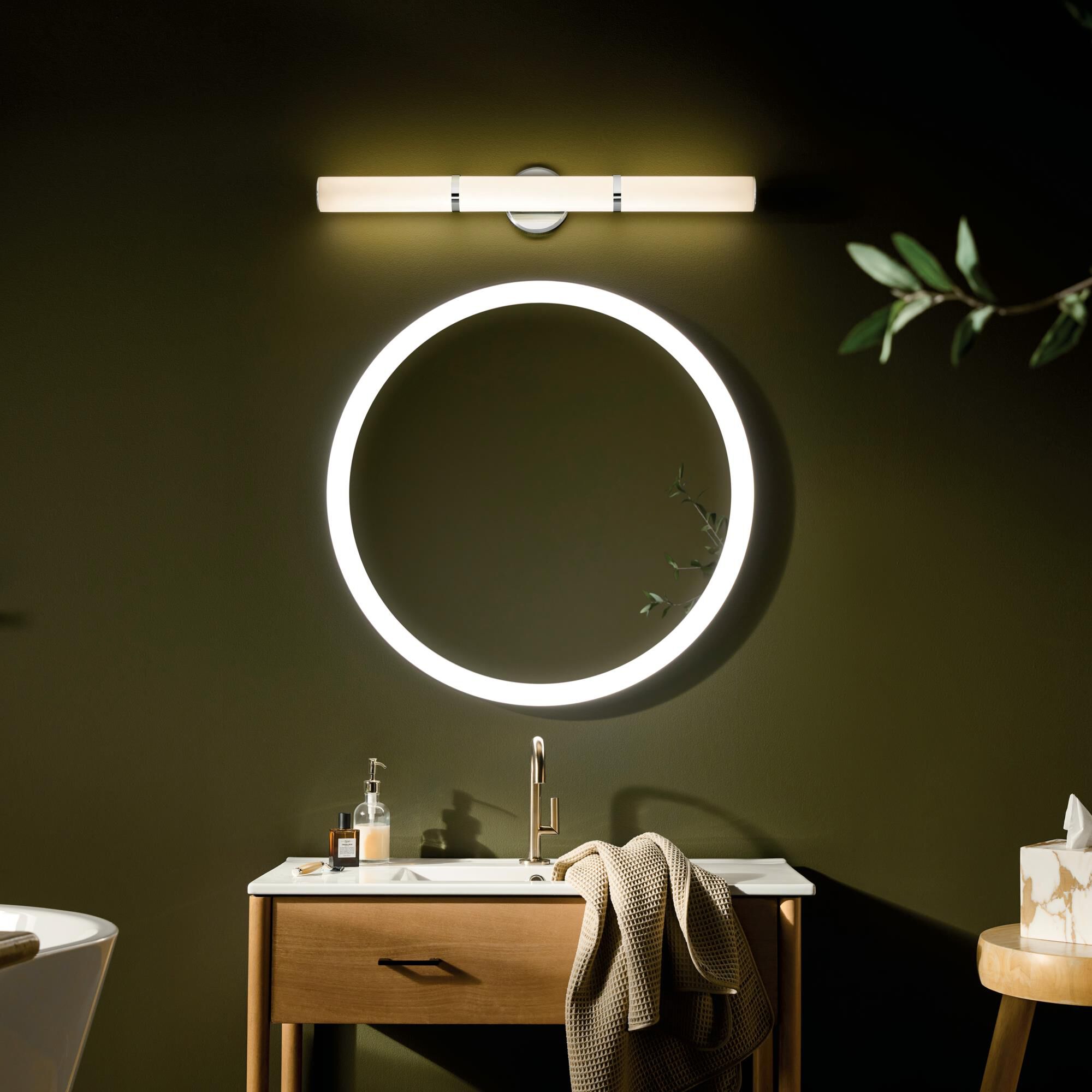 Shown in Chrome finish and Clear with Painted White Inside glass