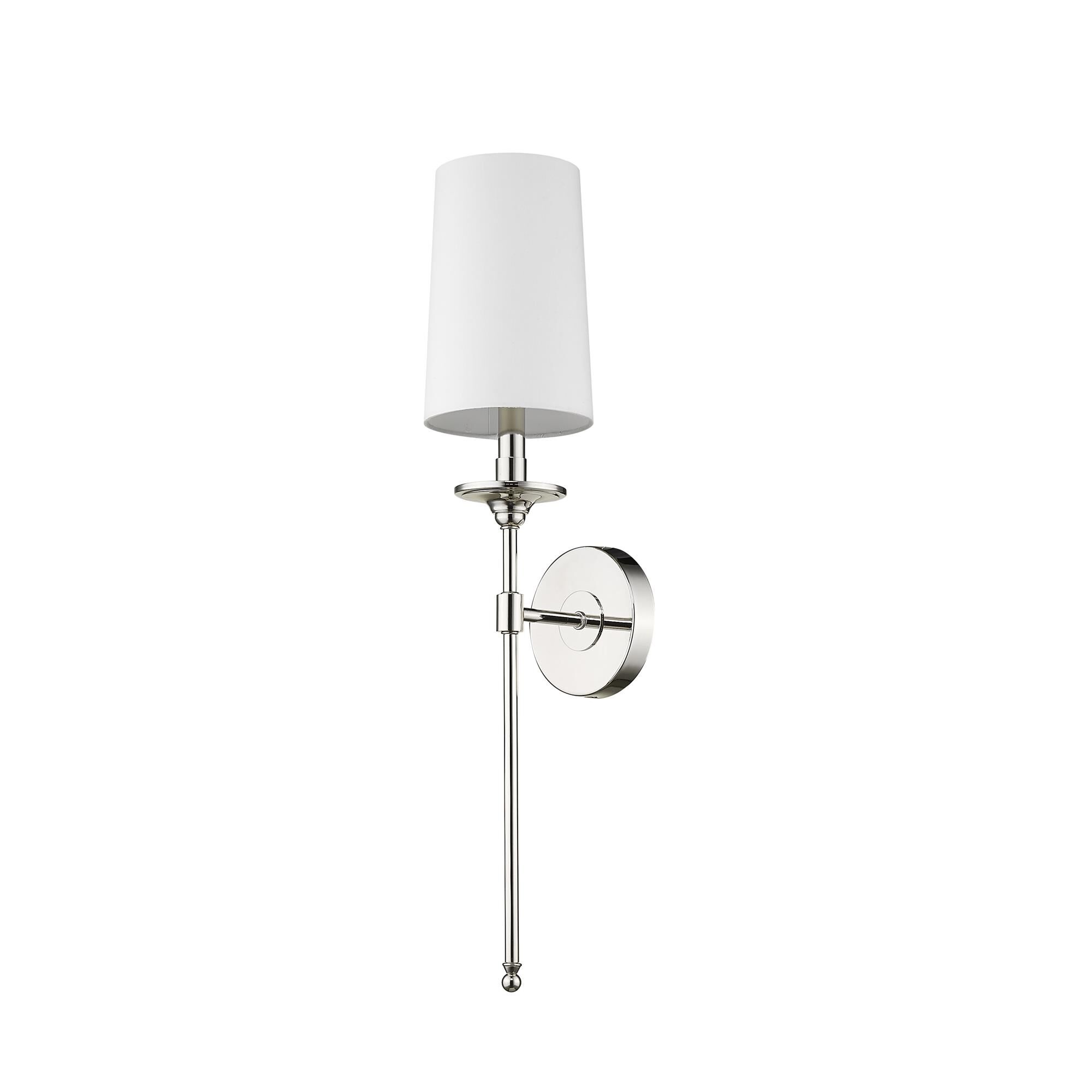 Shown in Polished Nickel finish and Fabric glass and Fabric shade