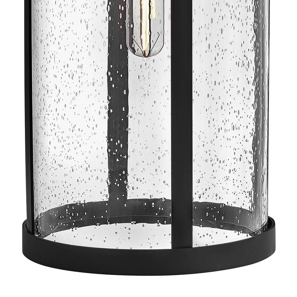 Shown in Black finish and Clear Seedy glass