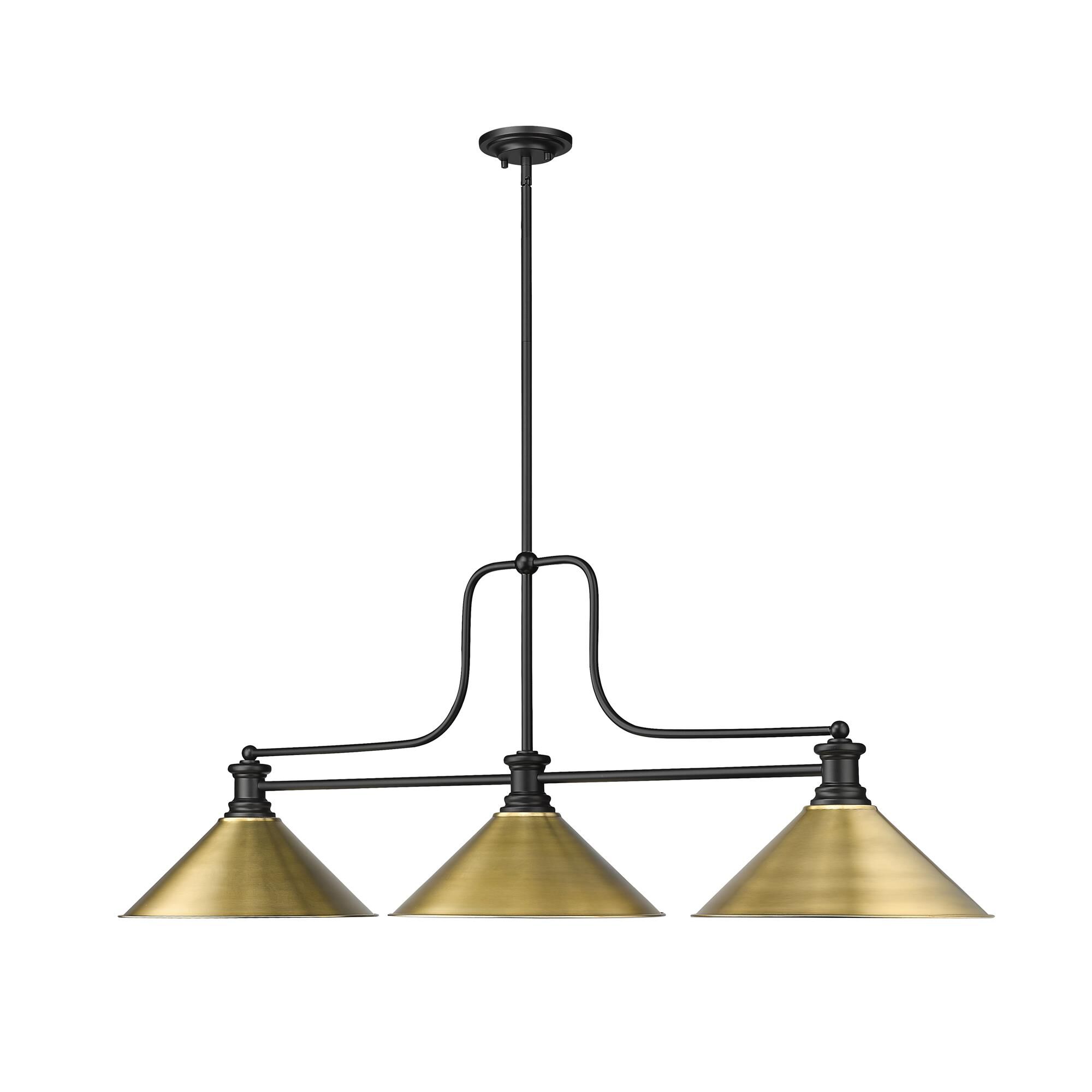 Shown in Matte Black finish and Rubbed Brass shade