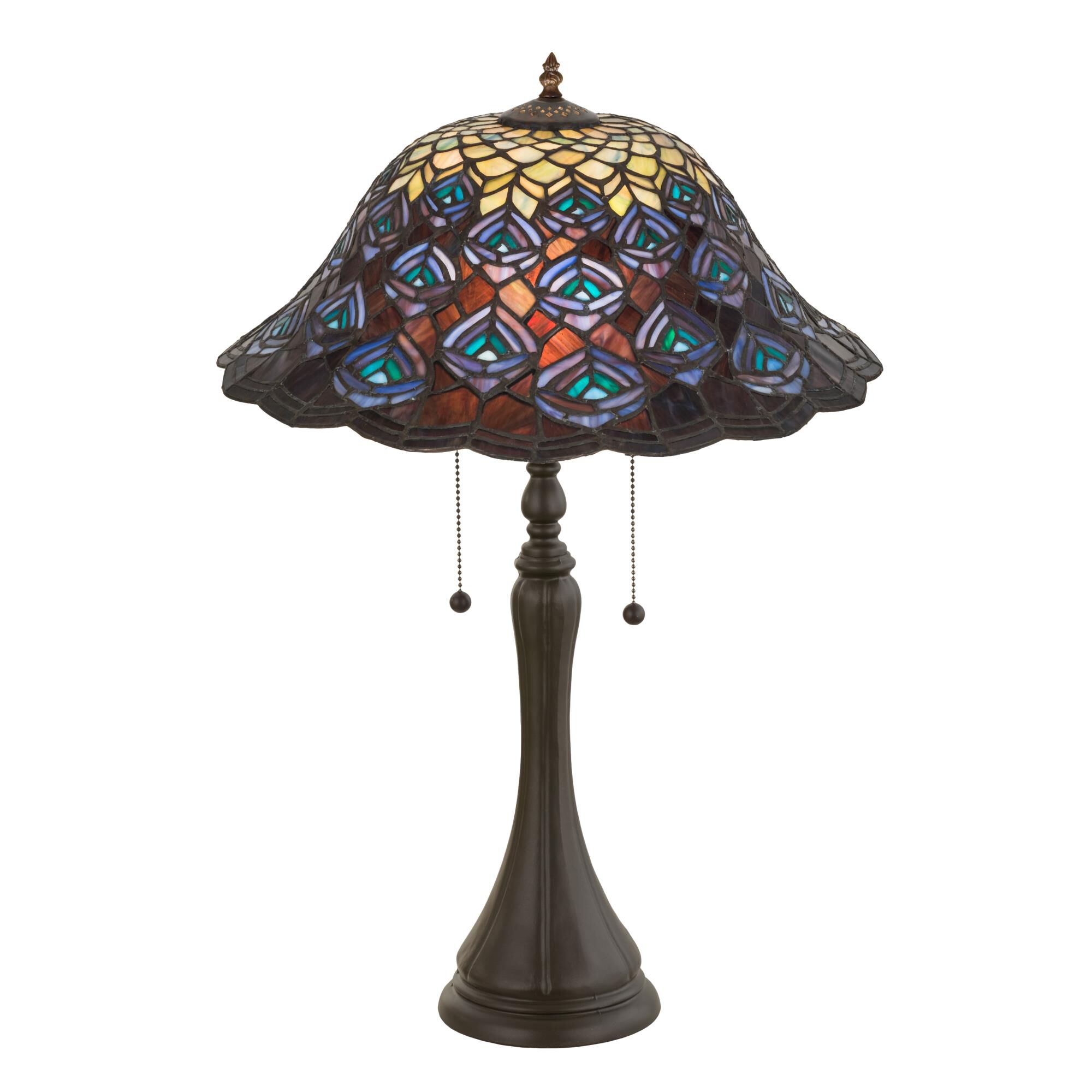 Tiffany Peacock Feather 22 Inch Table Lamp by Meyda Lighting