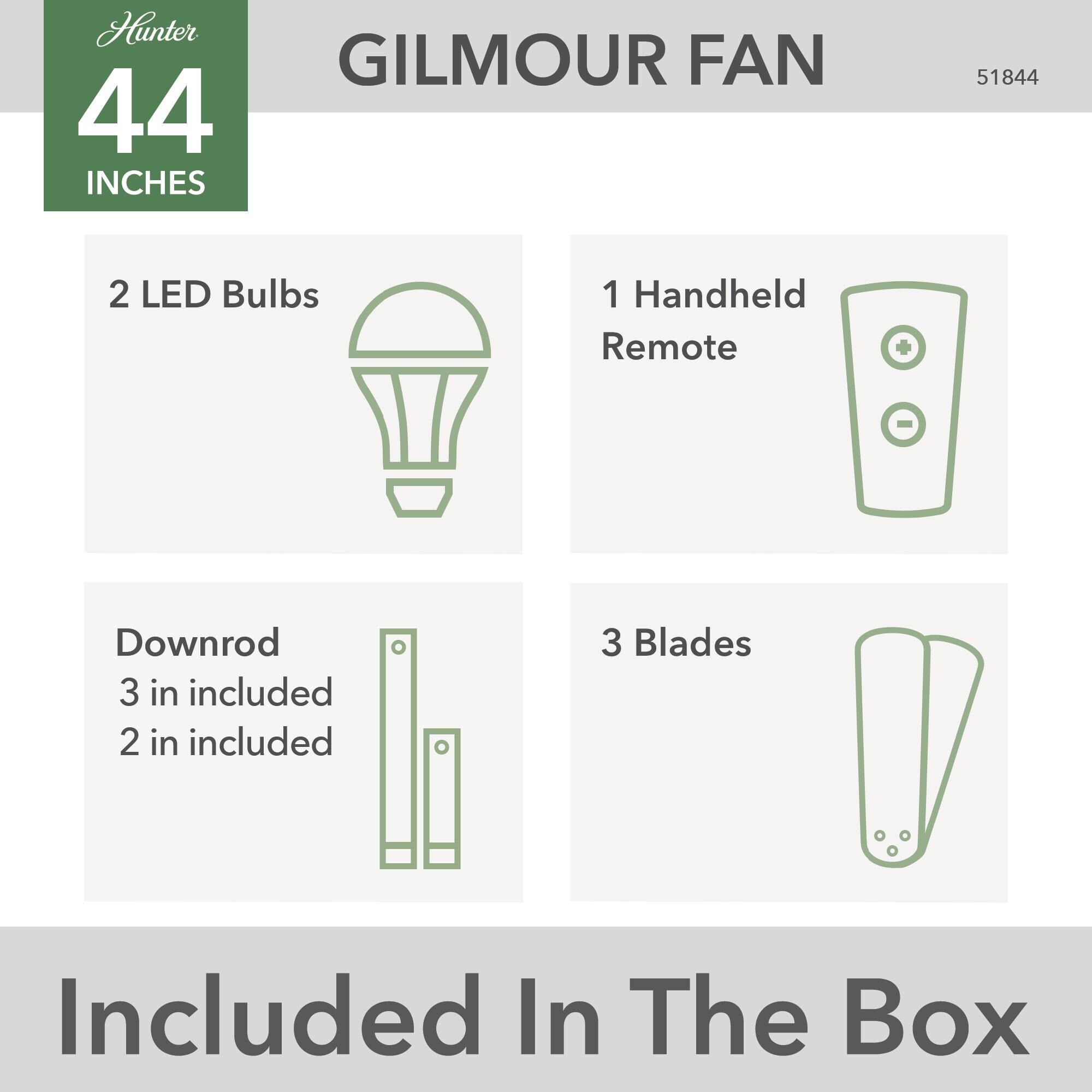 Gilmour 44 Inch Ceiling Fan with Light Kit by Hunter Fan