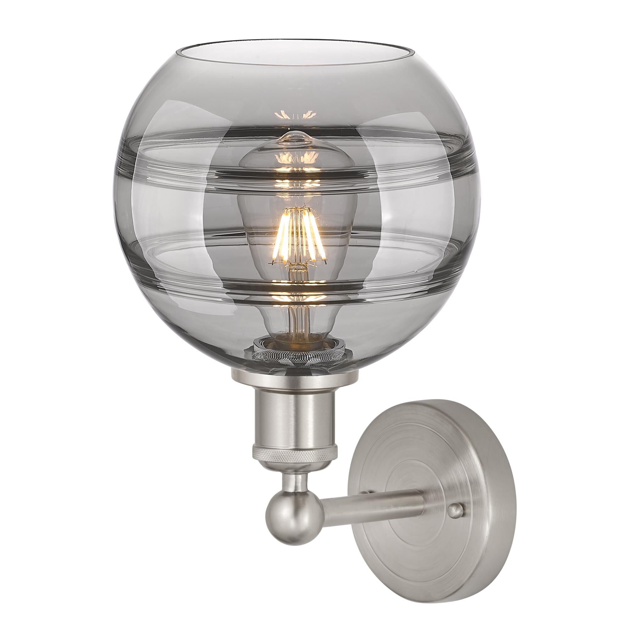 Shown in Satin Nickel finish and Light Smoke glass