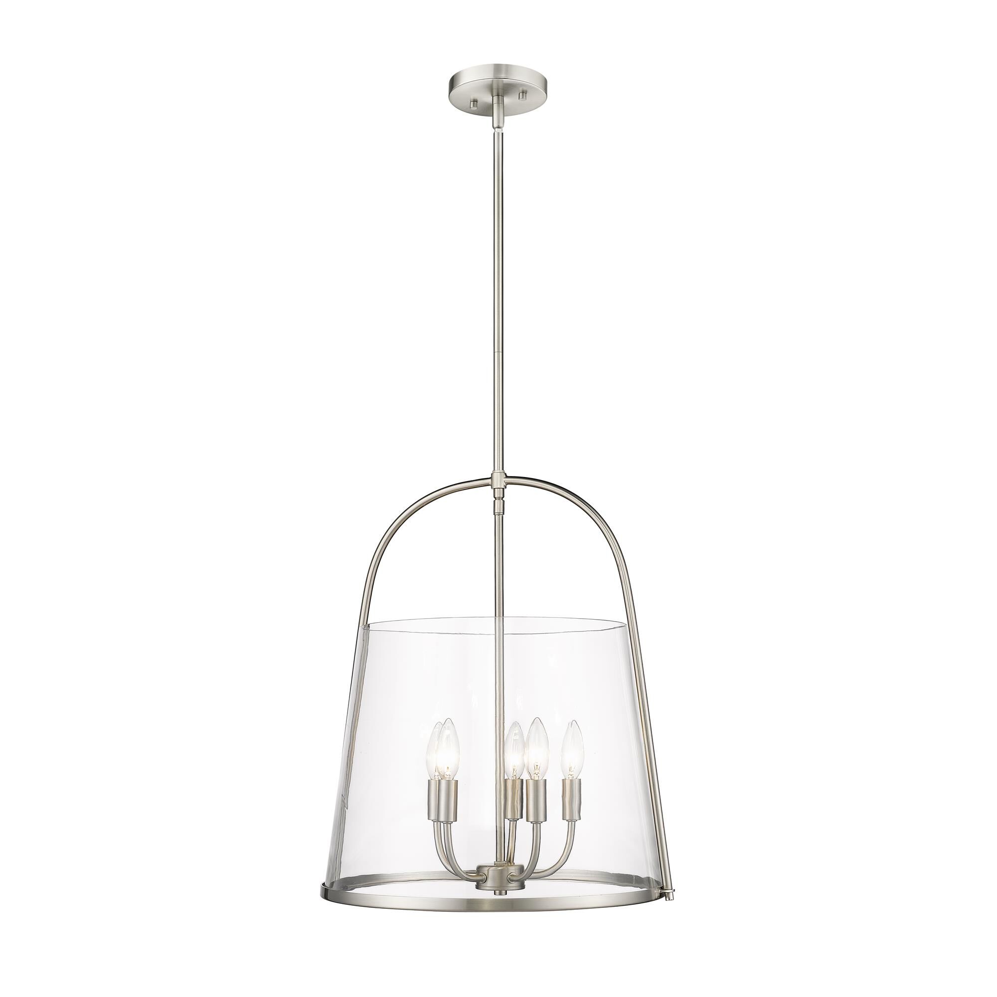 Shown in Brushed Nickel finish and Clear glass