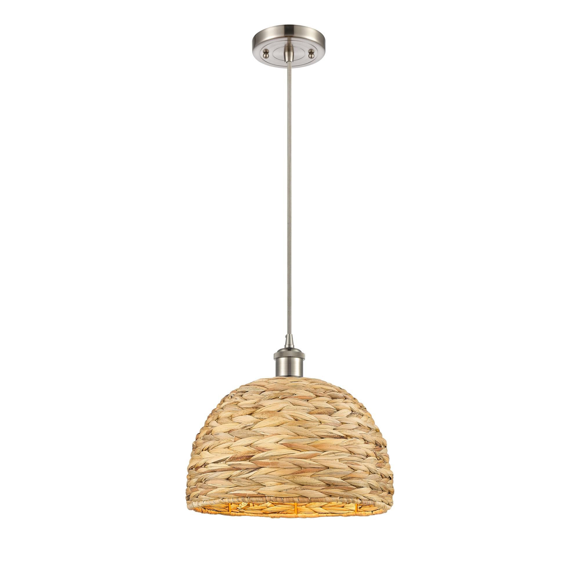 Bruno Marashlian Woven Rattan 12 Inch Mini Pendant by Innovations Lighting