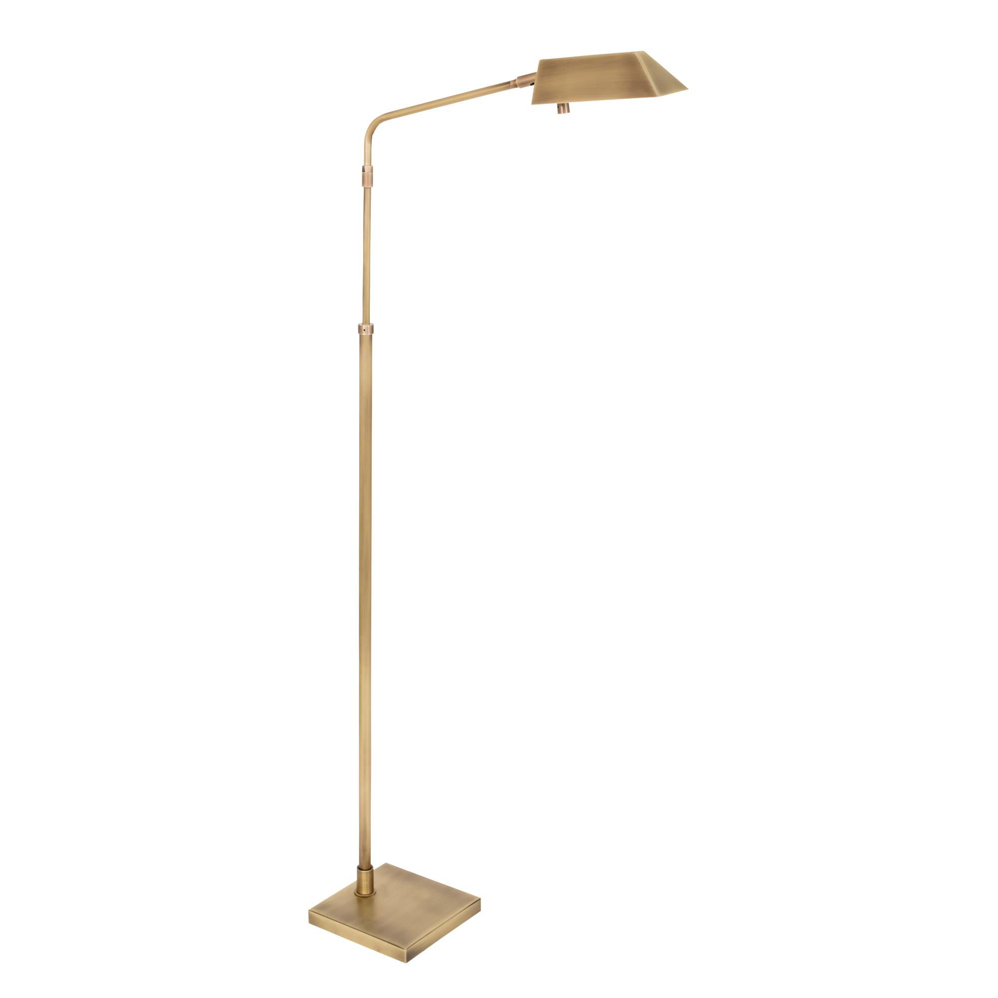 Shown in Antique Brass finish and Metal shade