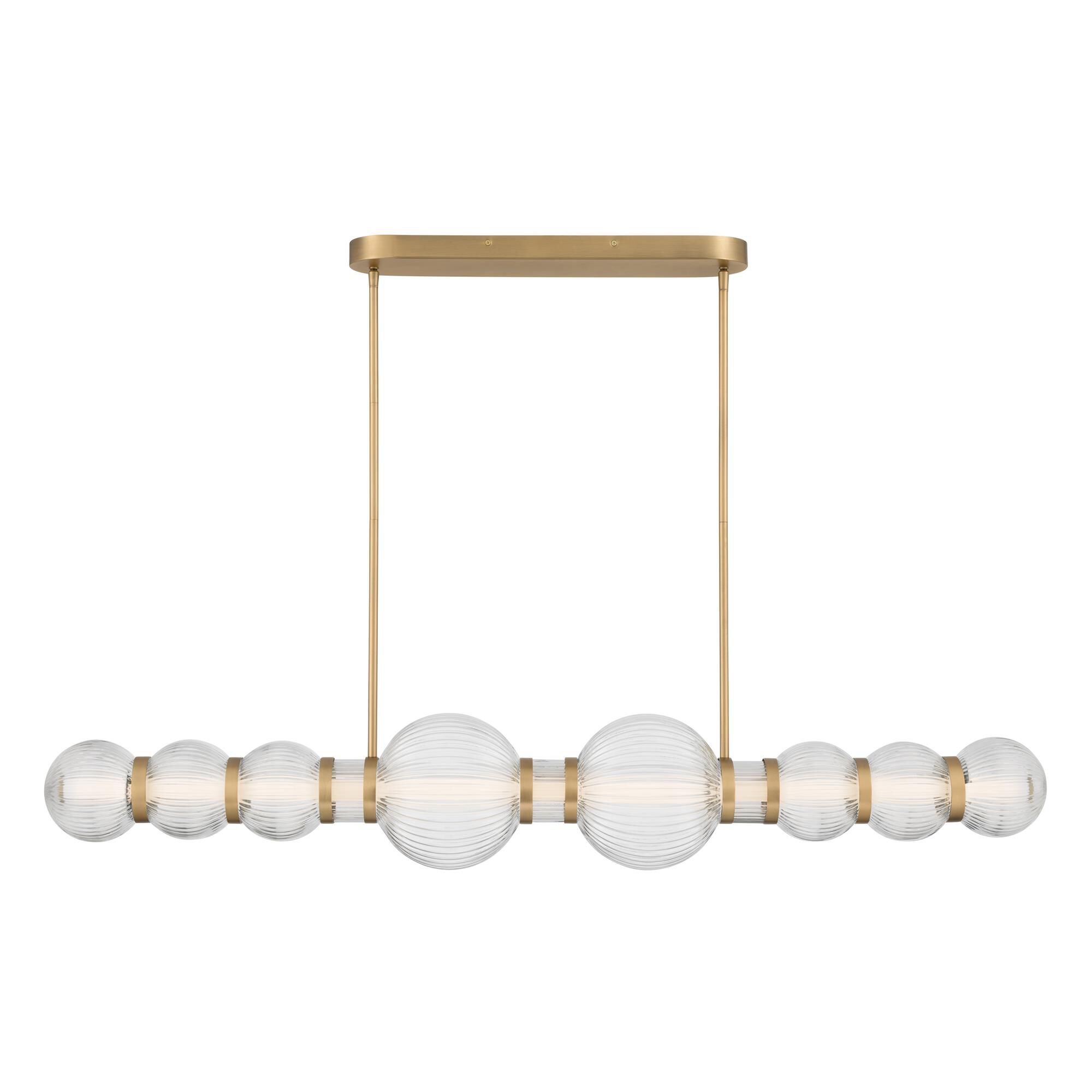 Shown in Legacy Brass finish and Clear Ribbed glass