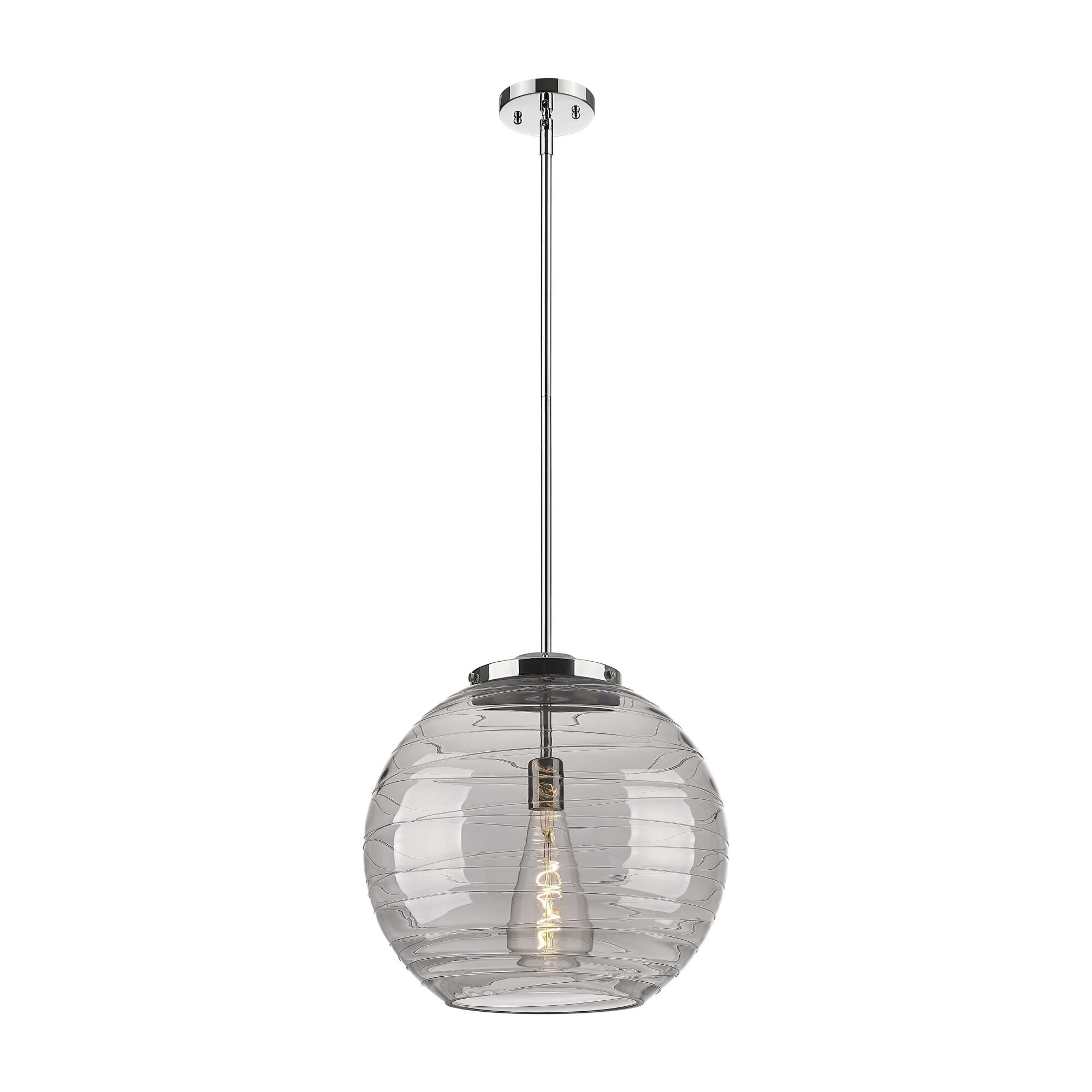 Shown in Polished Chrome finish and Light Smoke Deco Swirl glass
