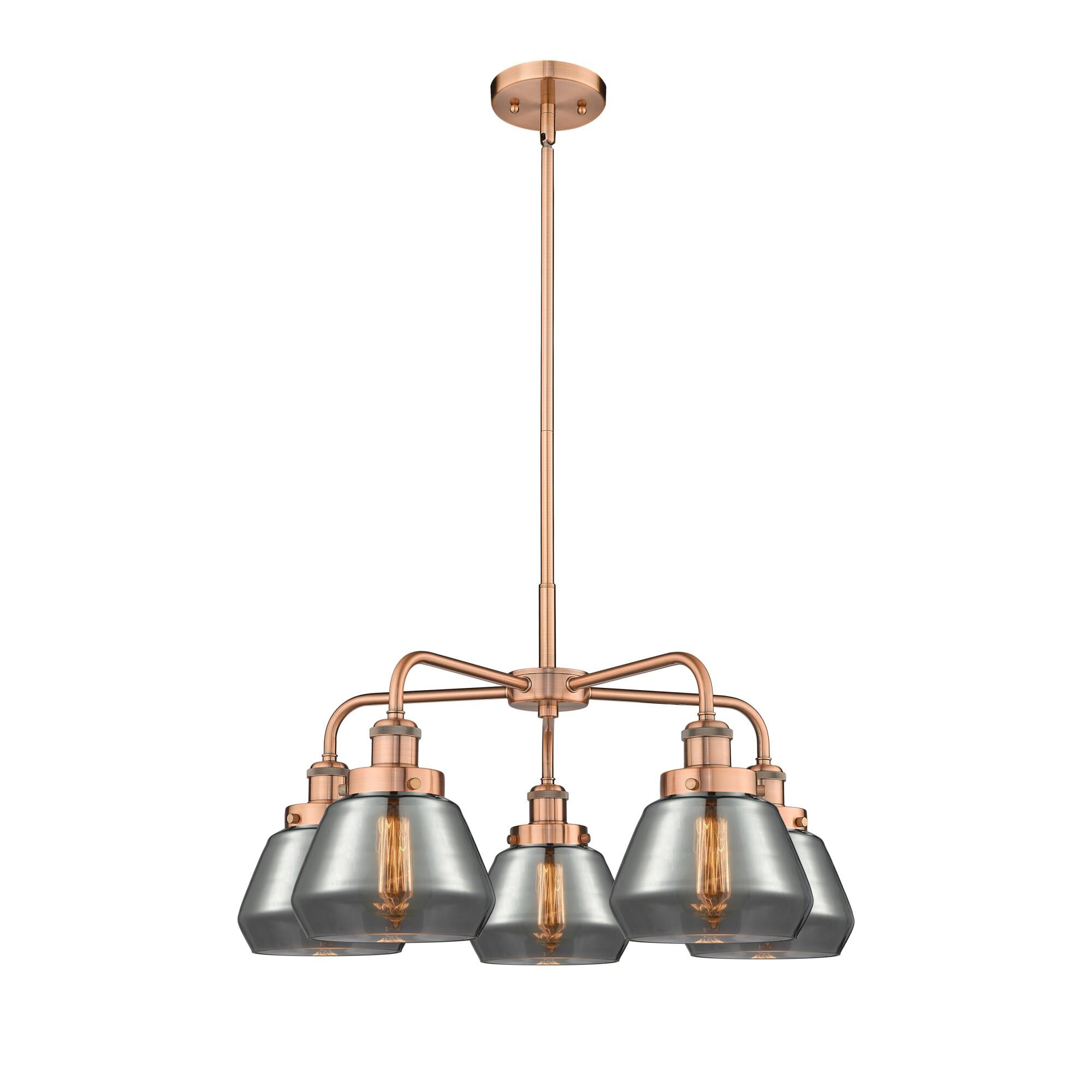 Shown in Antique Copper finish and Plated Smoke glass