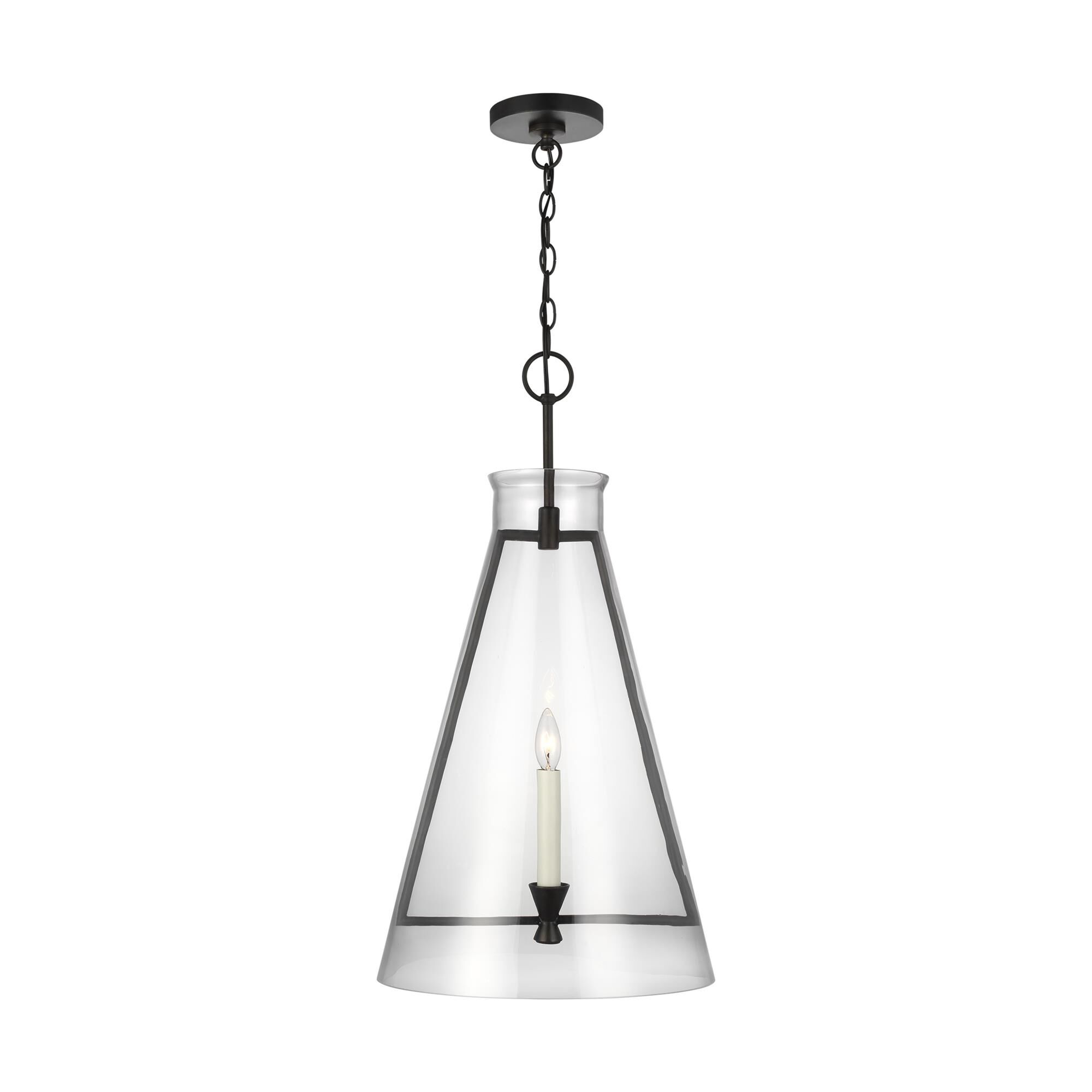 Shown in Aged Iron finish and Clear glass