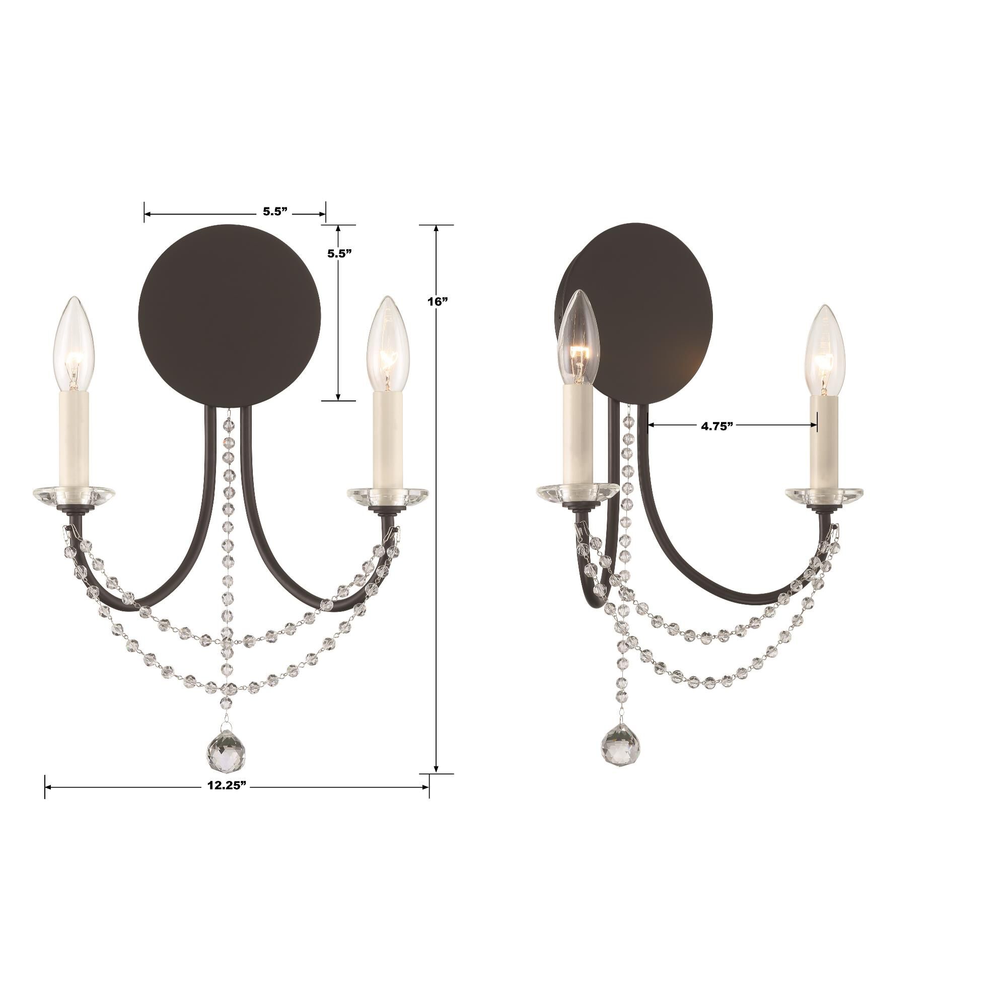 Delilah 16 Inch Wall Sconce by Crystorama