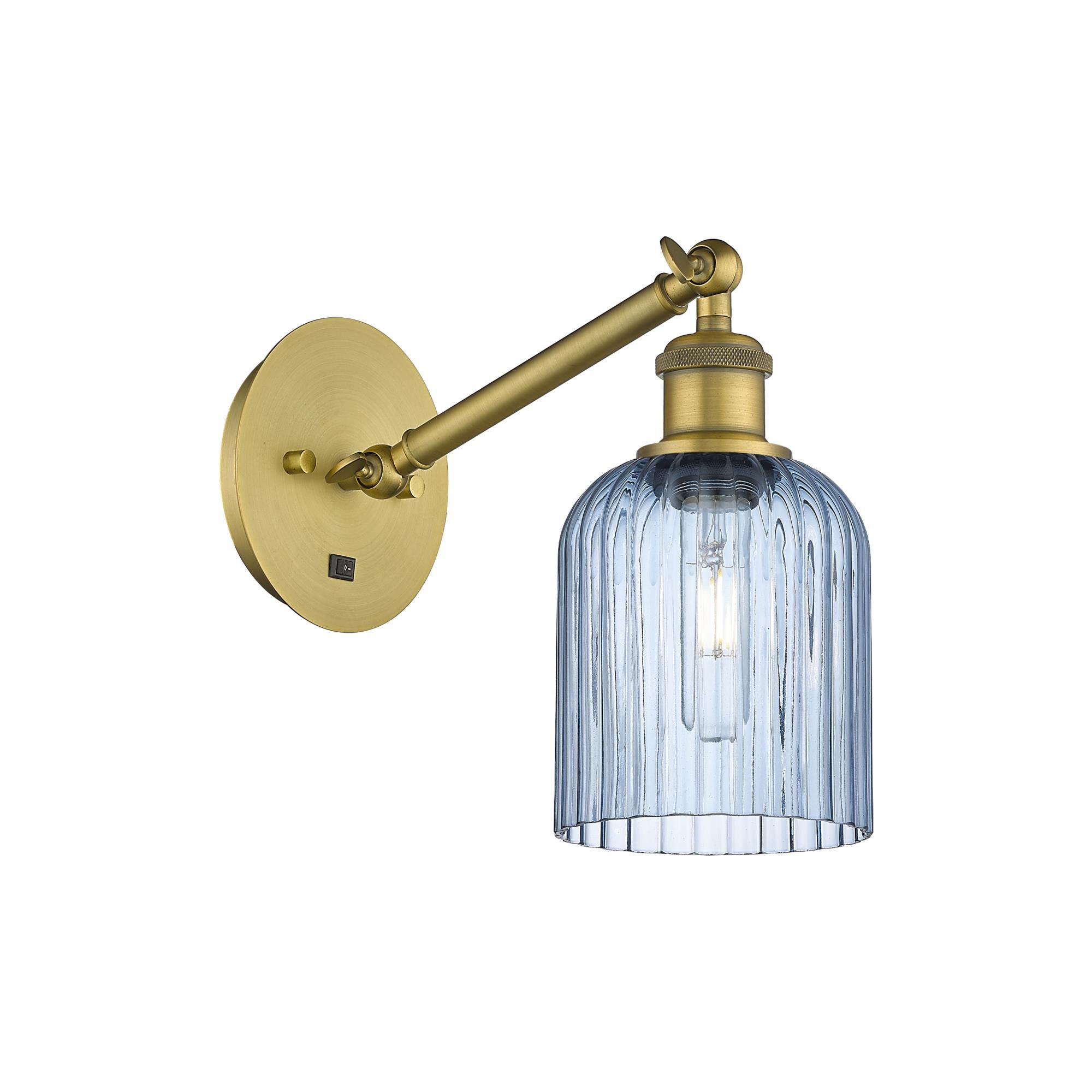 Shown in Brushed Brass finish and Princess Blue shade