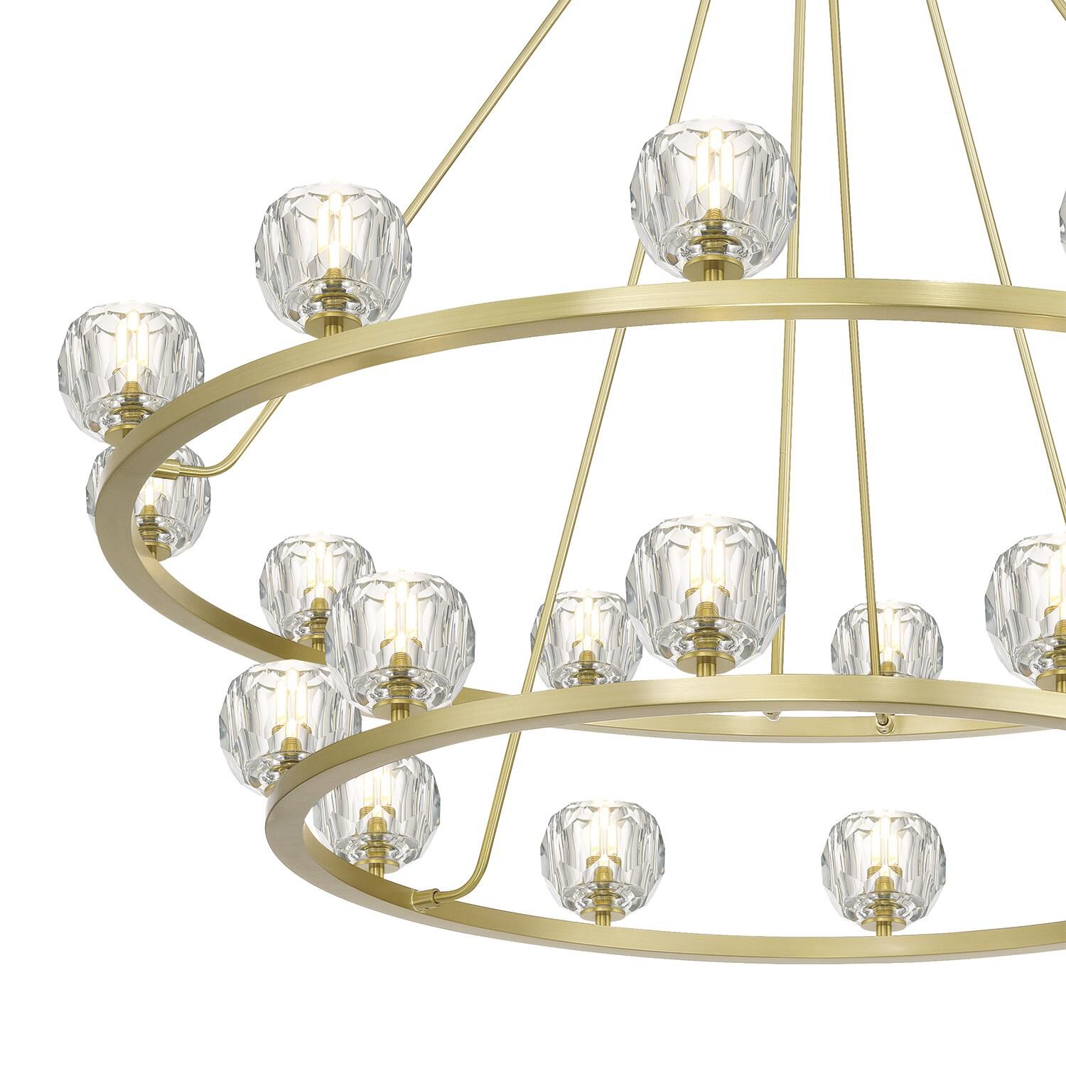 Shown in Soft Brass finish and Faceted Cut crystal and Crystal glass and Crystal shade