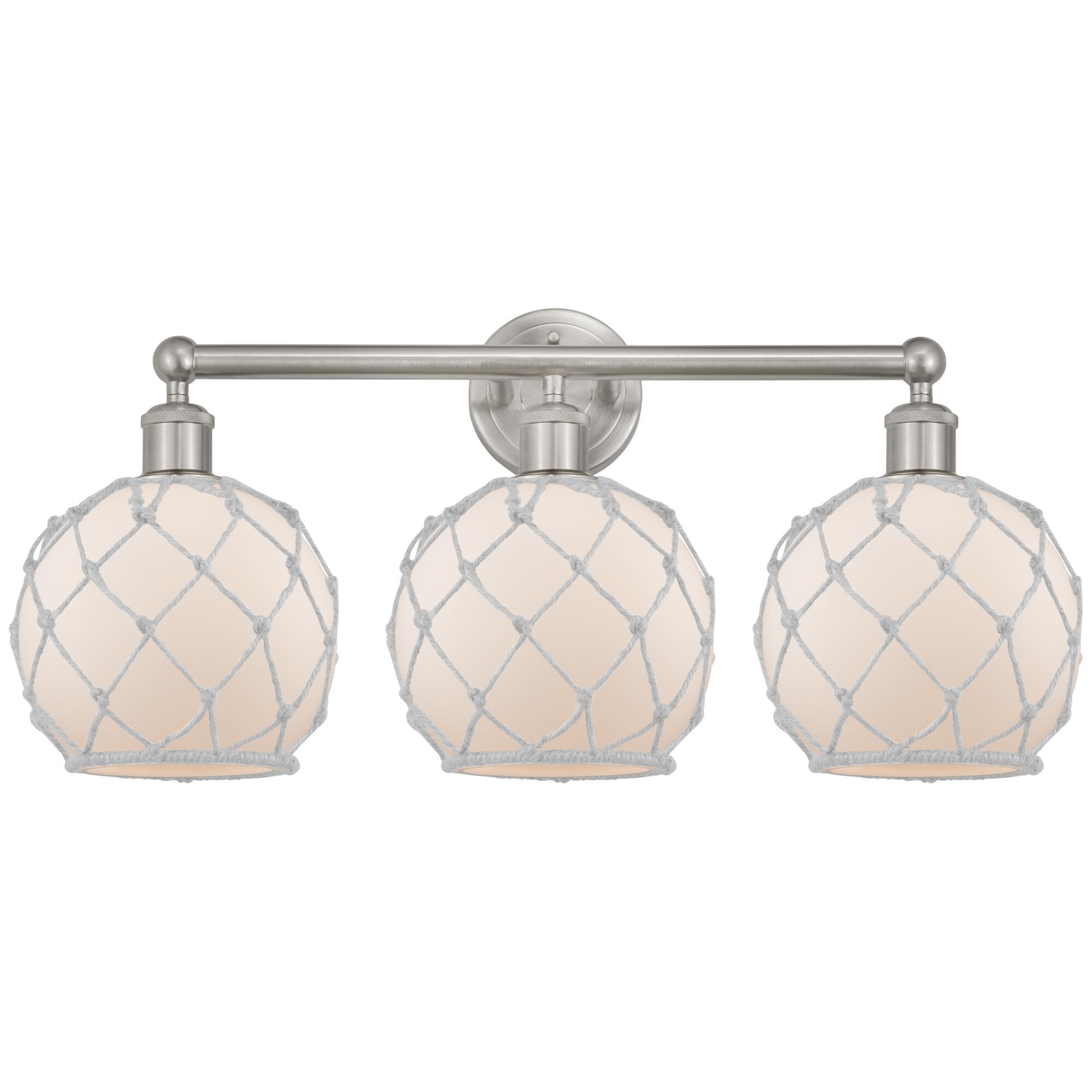 Shown in Brushed Satin Nickel finish and White with White Rope glass