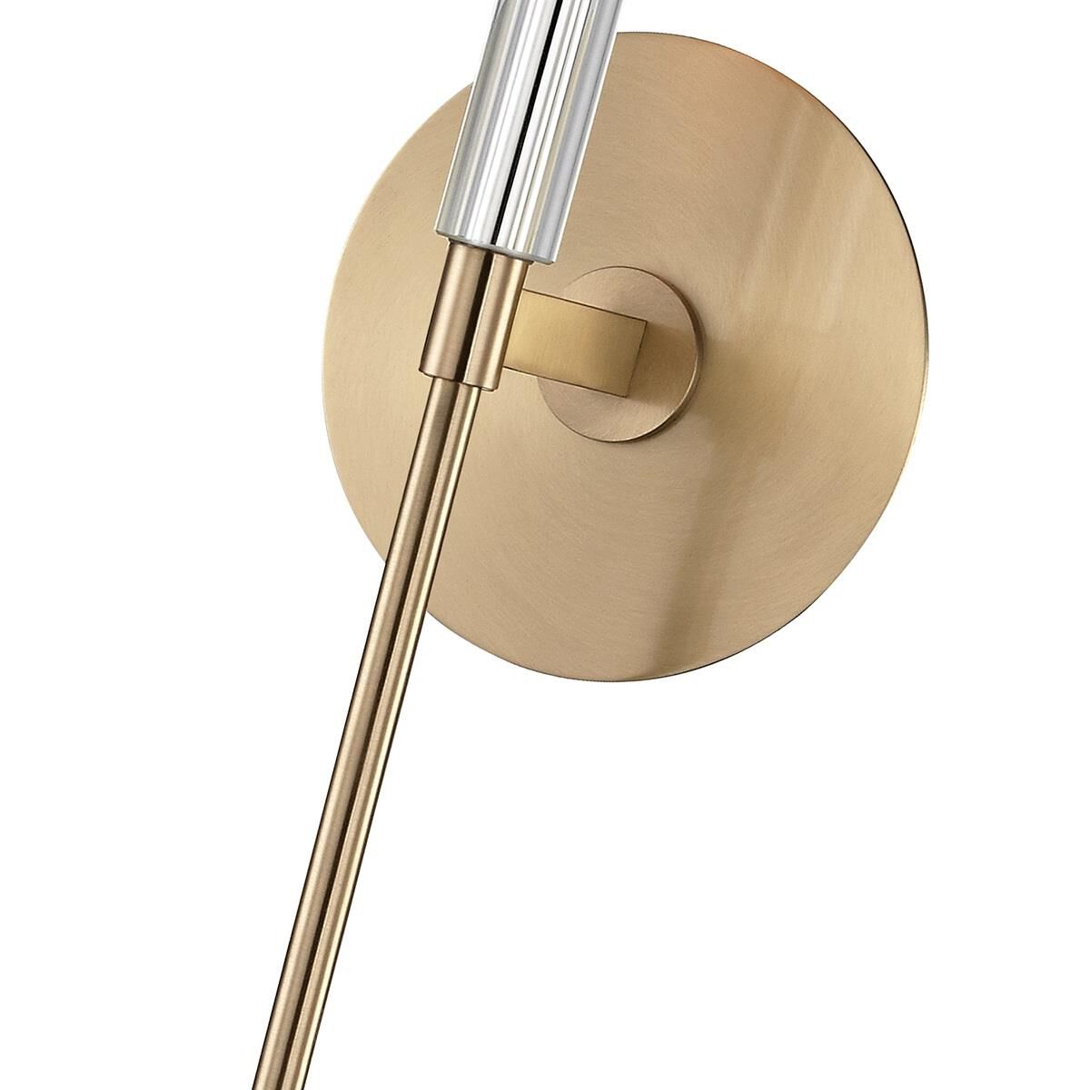 Shown in Aged Brass finish and White Faux Silk shade and Crystal Bobeche accent