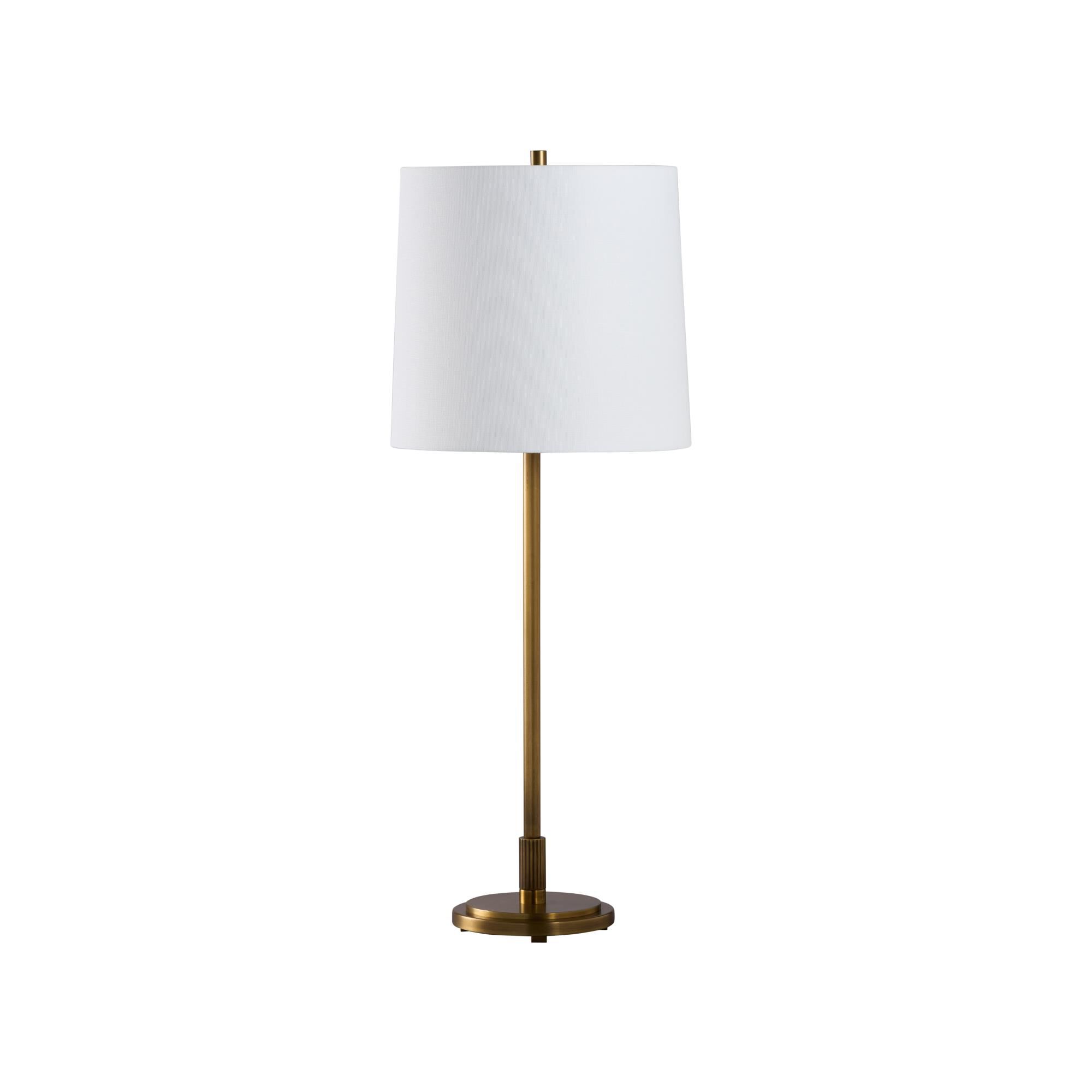 Shown in Gold finish and Linen shade