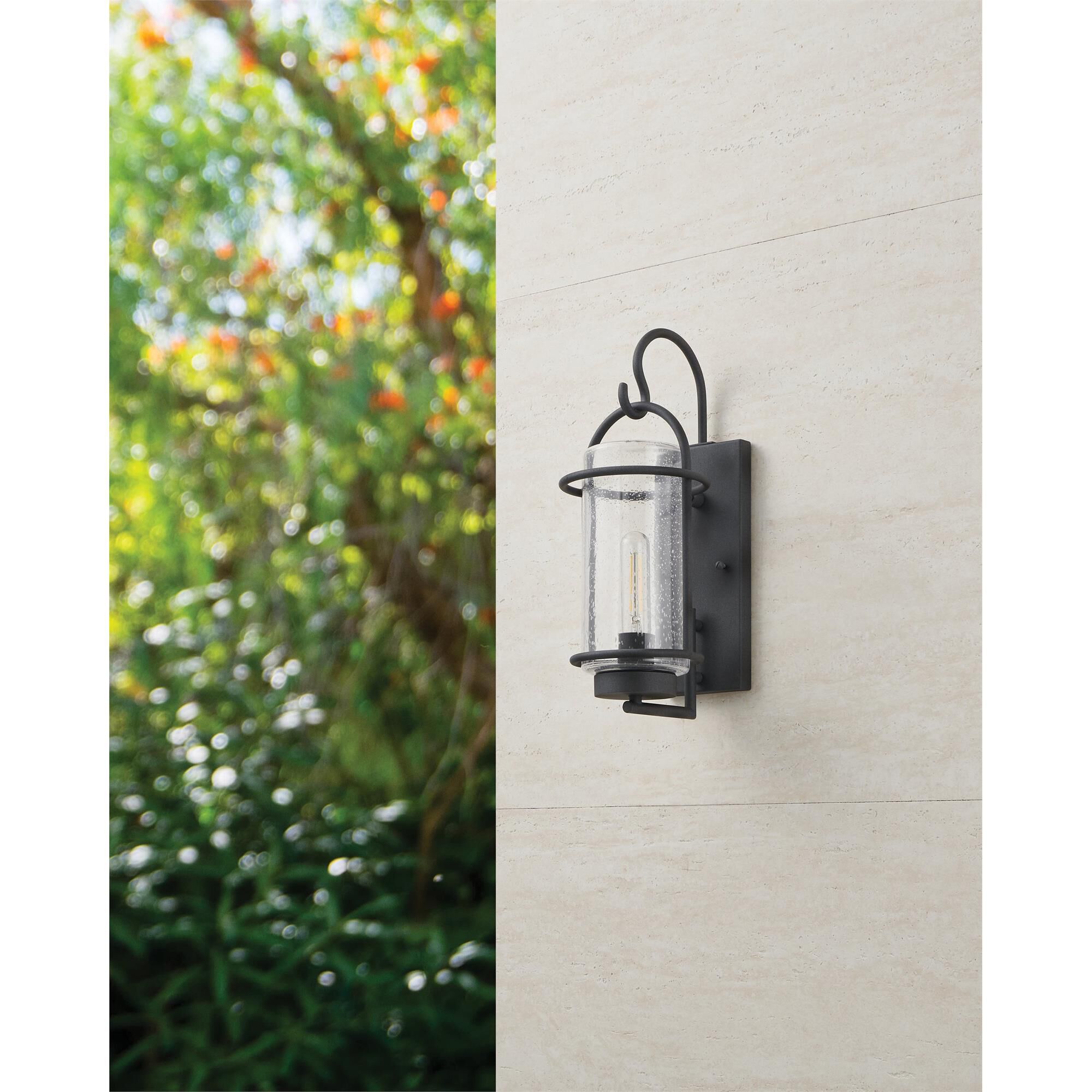 Shown in Weathered Zinc finish and Clear Seeded glass