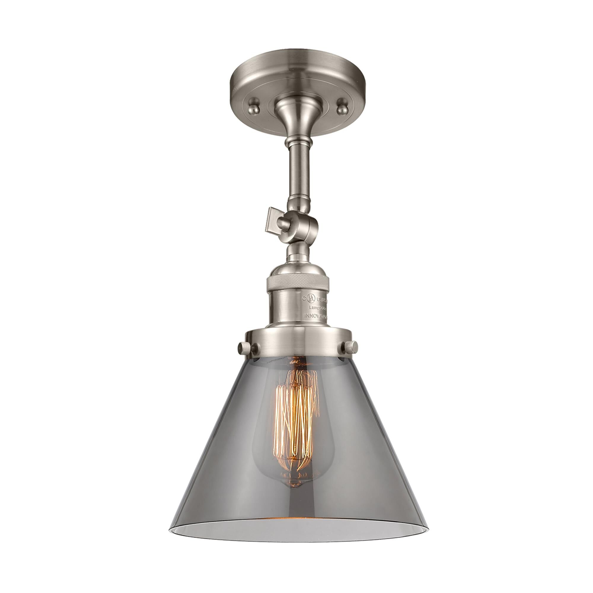 Shown in Brushed Satin Nickel finish and Smoked glass