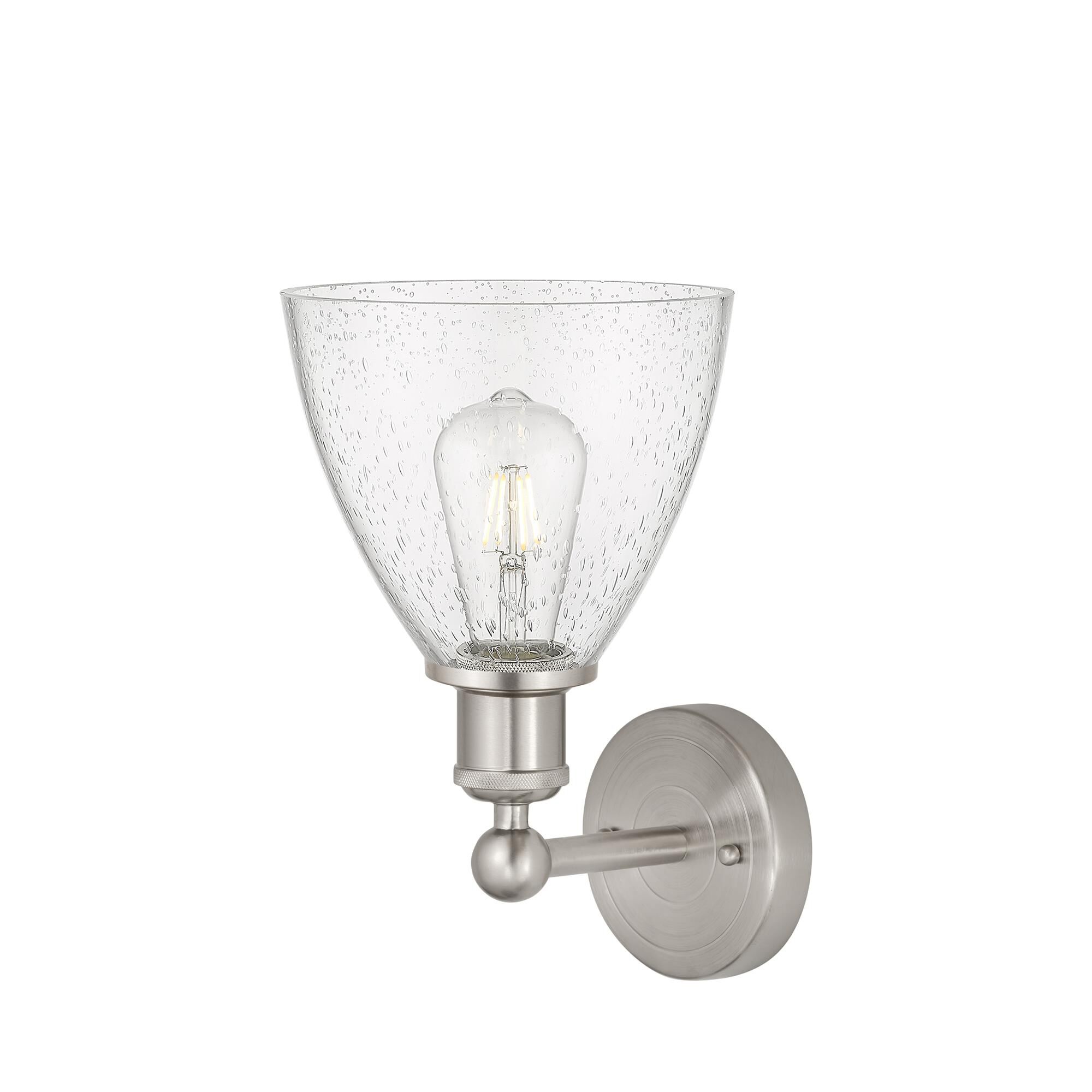 Shown in Brushed Satin Nickel  finish and Seedy glass