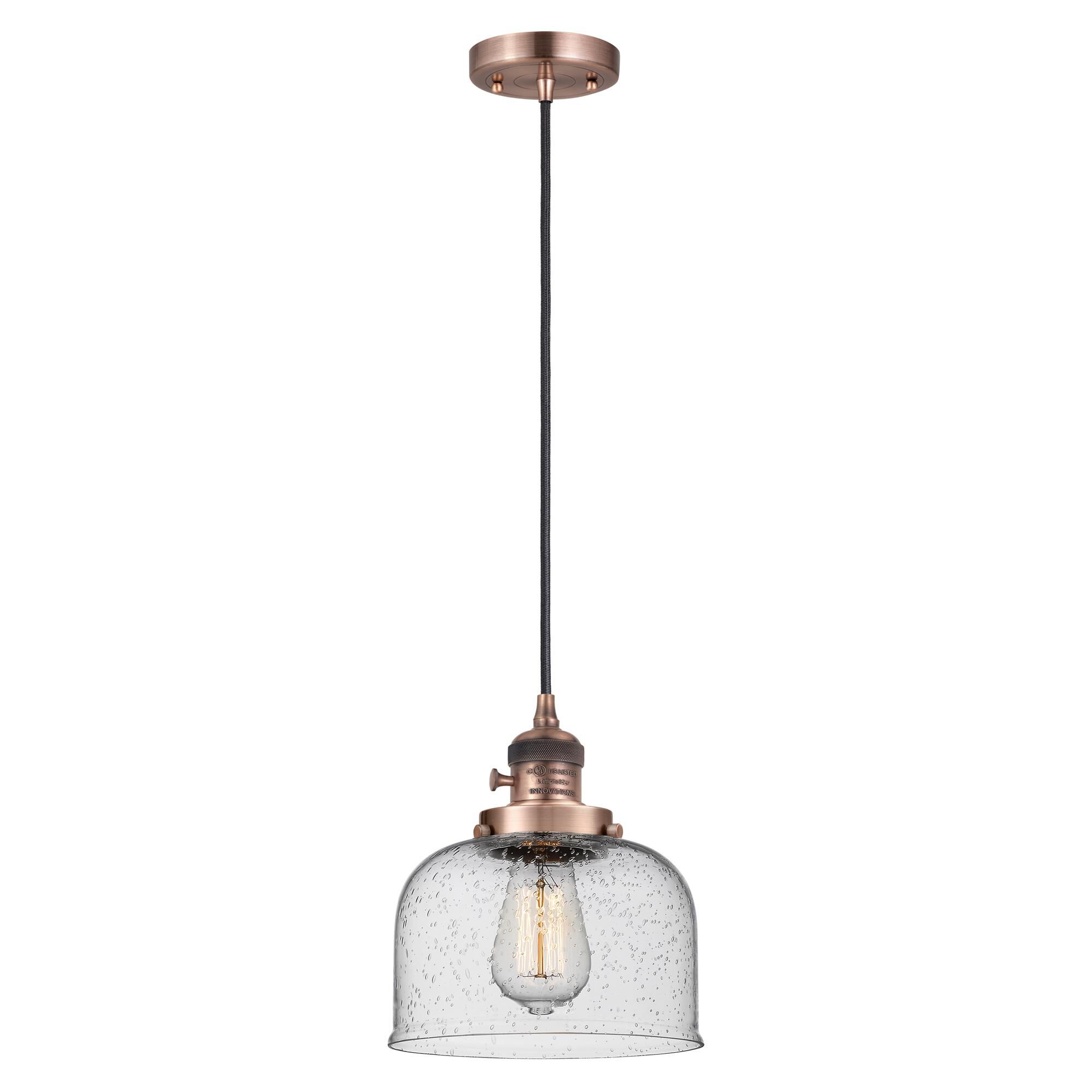 Shown in Antique Copper finish and Seedy glass