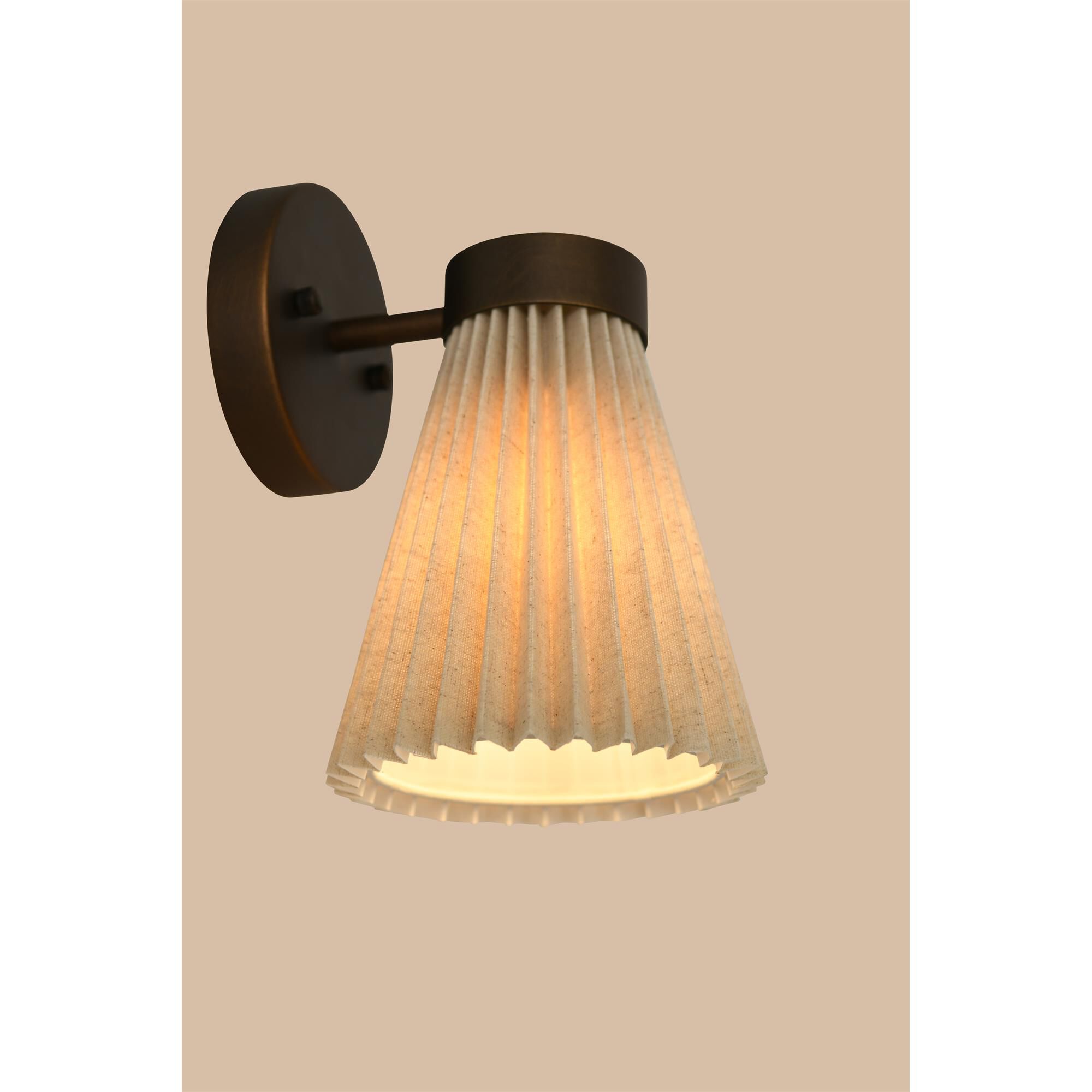 Shown in Bronze and Natural finish and Natural Linen shade