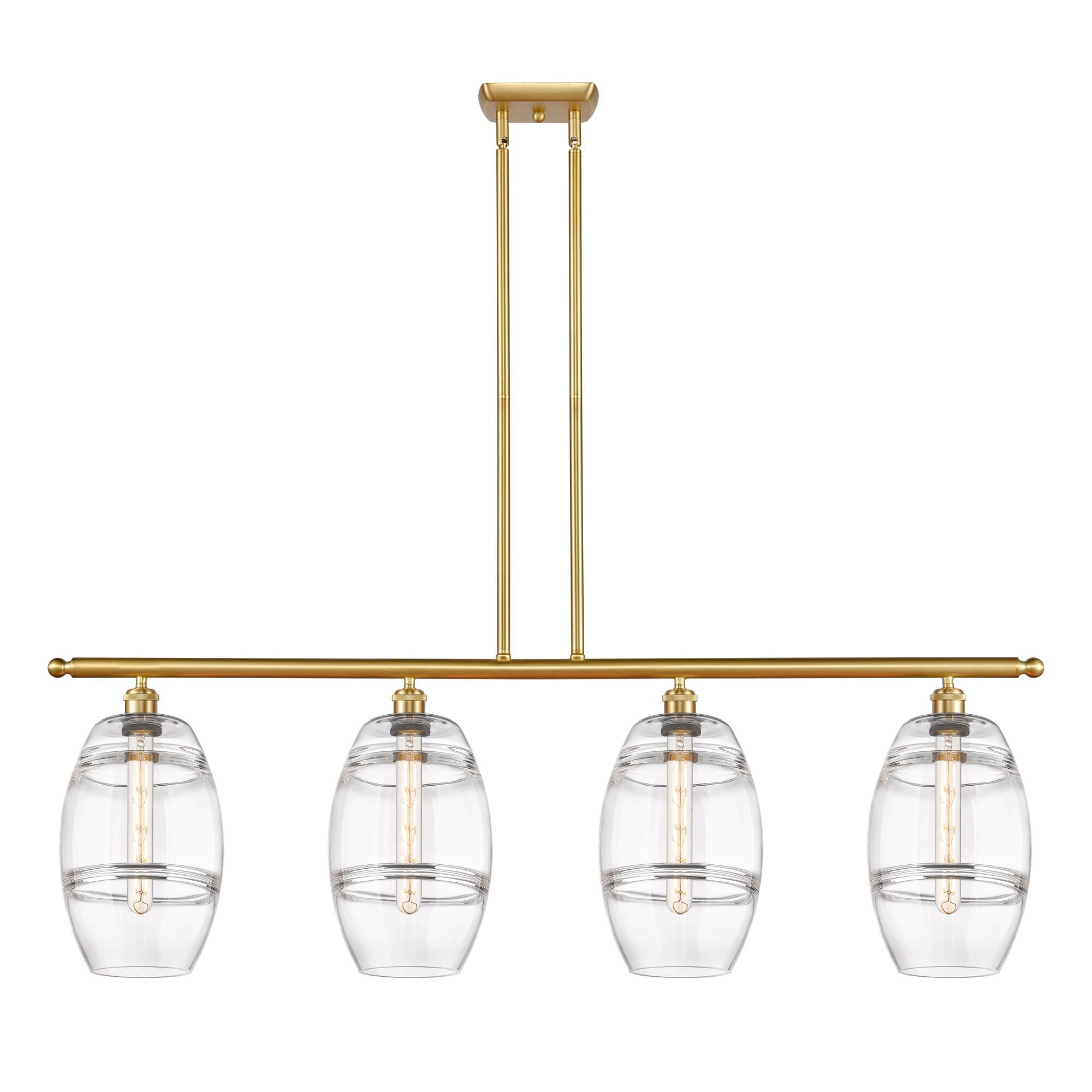 Shown in Satin Gold finish and Clear glass