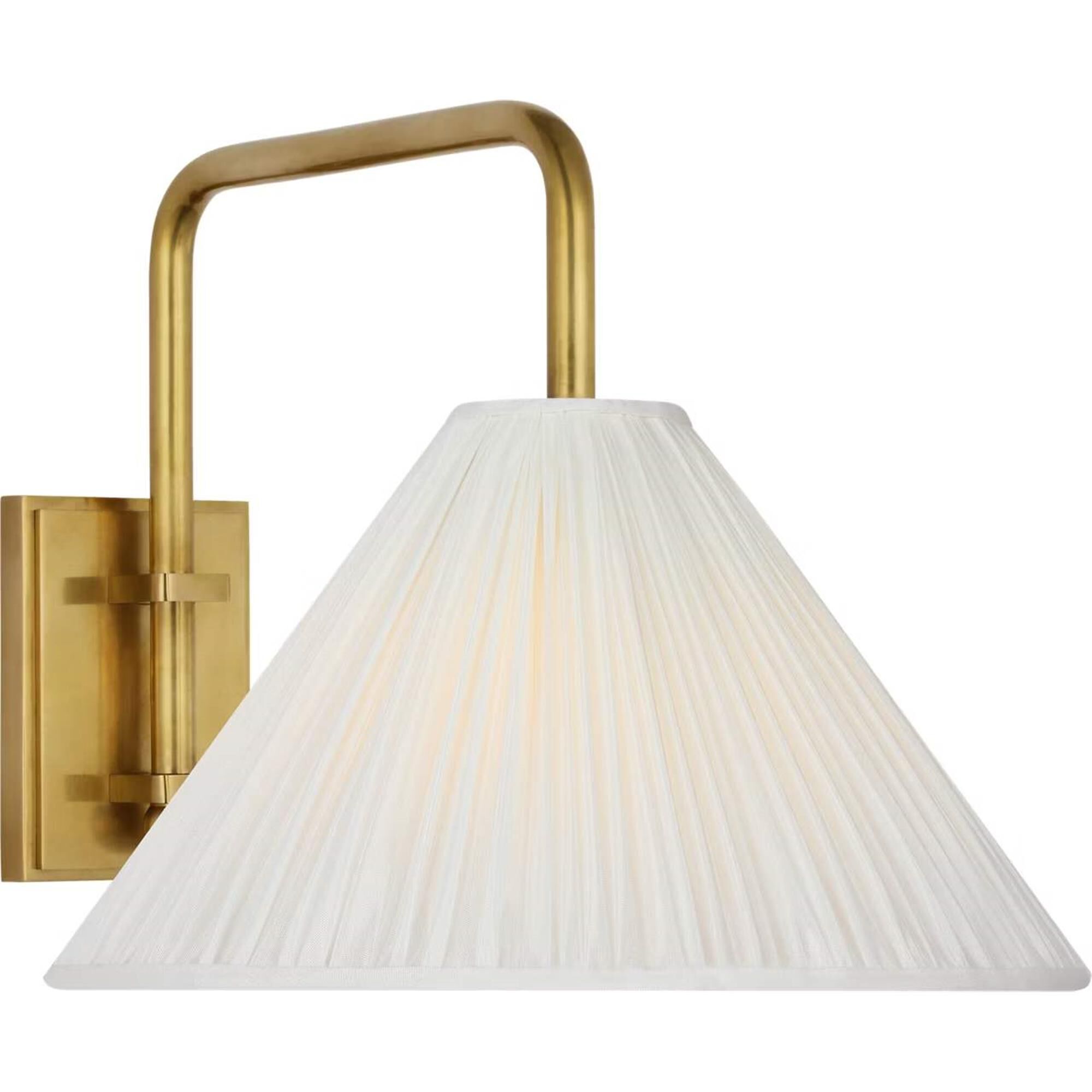 Shown in Hand-Rubbed Antique Brass finish and Silk Pleated shade