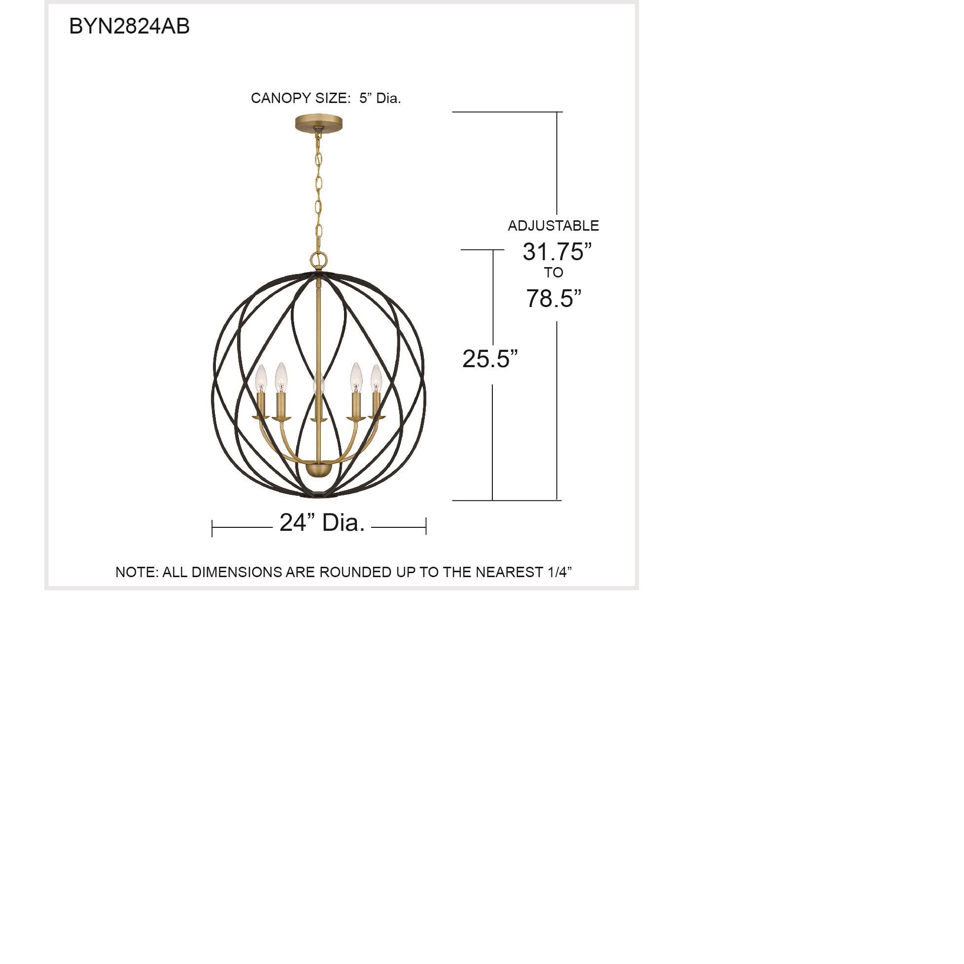Bryn 24 Inch Large Pendant by Quoizel