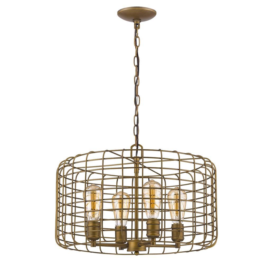 Shown in Raw Brass finish and Raw Brass glass and Raw Brass Metal Cage Drum shade