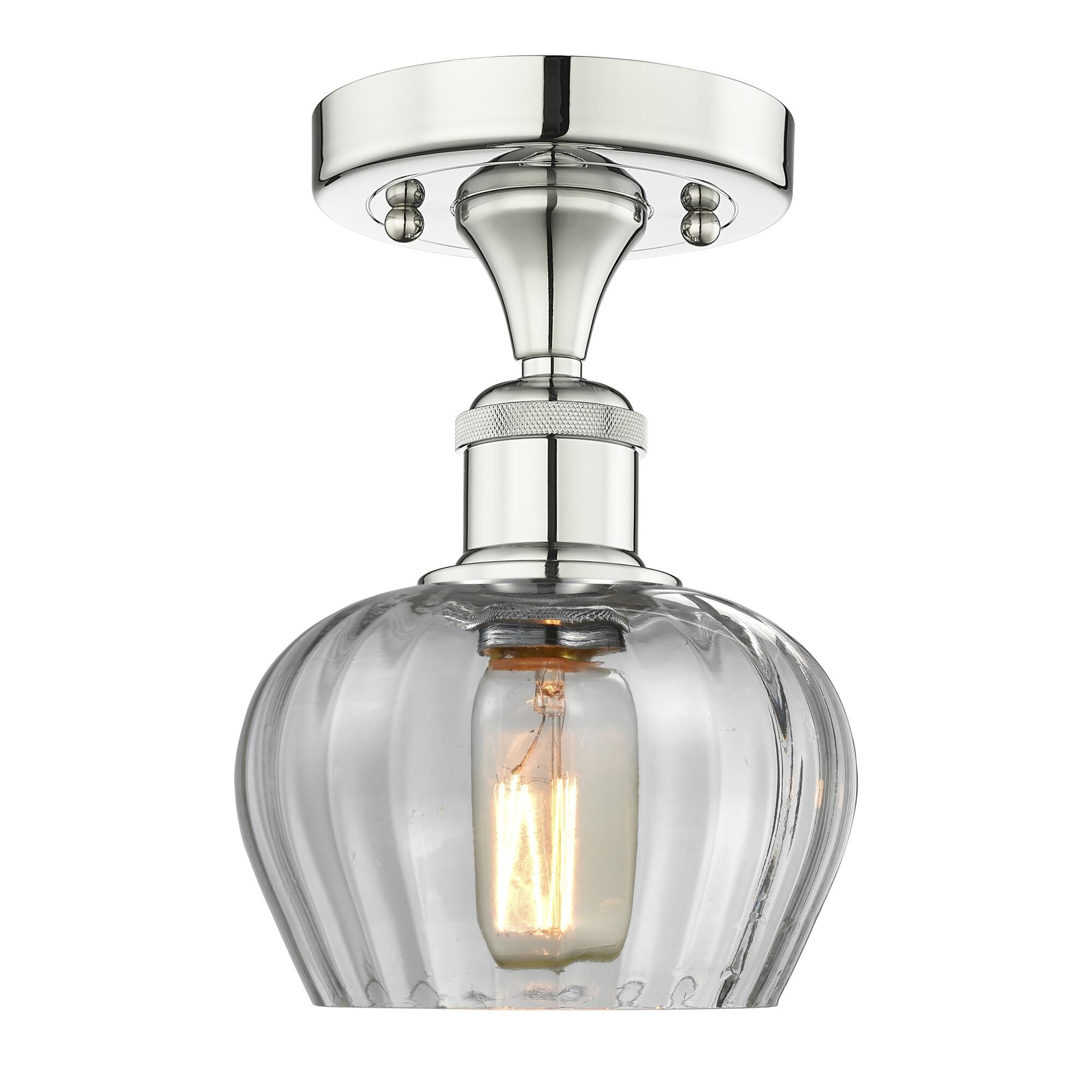 Shown in Polished Nickel finish and Clear glass