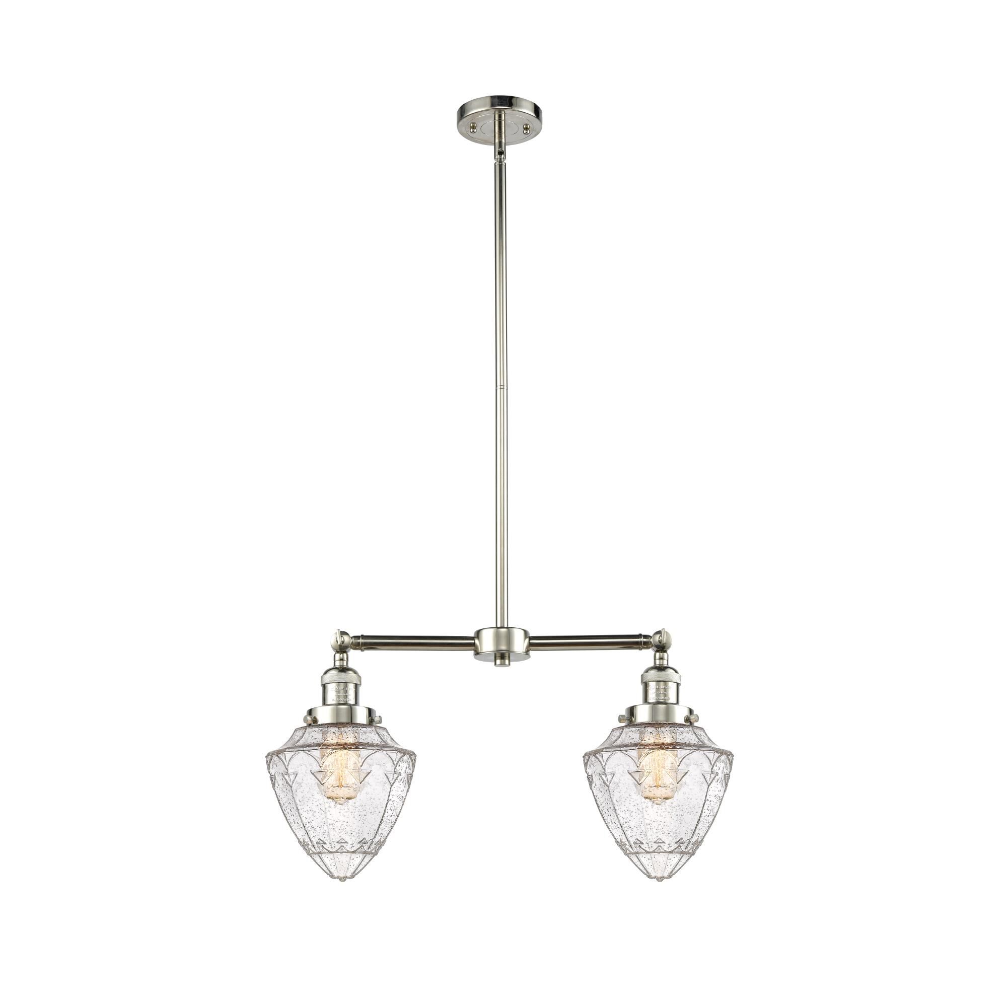 Shown in Polished Nickel finish and Seedy Small Bullet glass