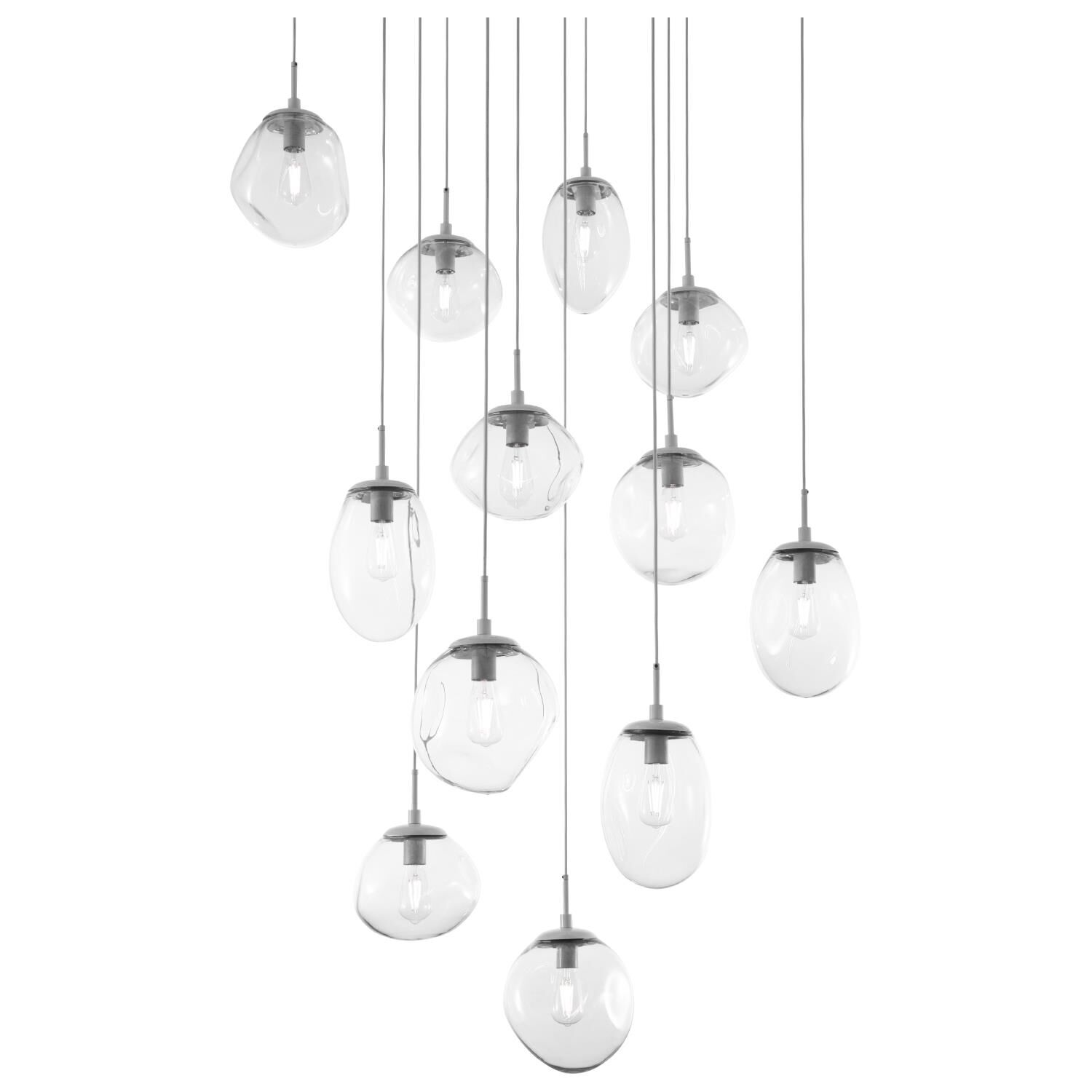 Shown in Metallic Beige Silver finish and Blown Clear glass