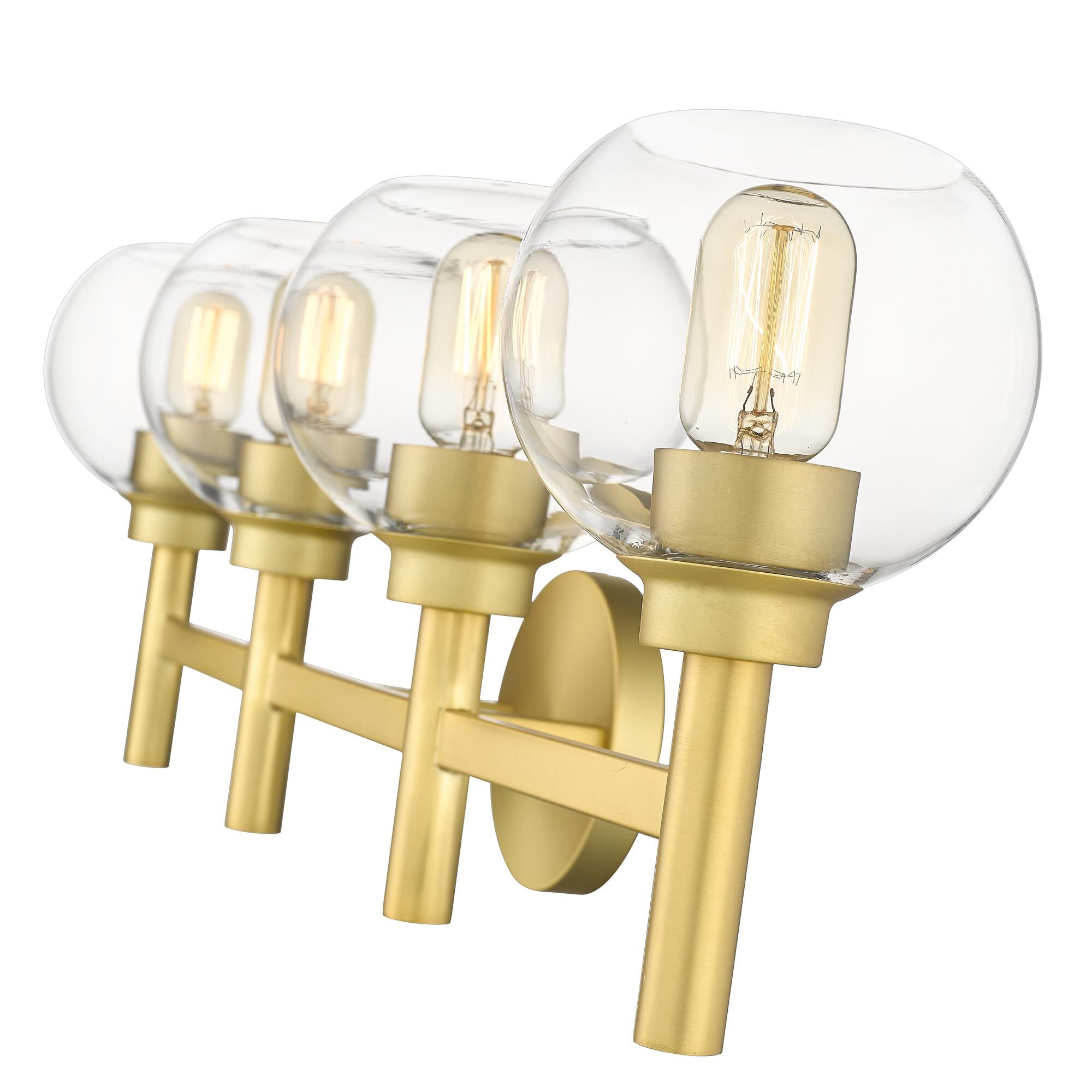 Shown in Brushed Gold finish and Clear glass