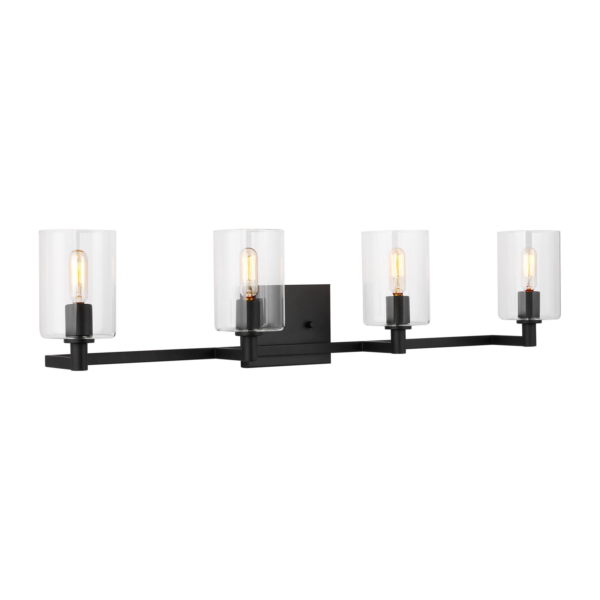 Shown in Midnight Black finish and Clear glass and Clear Glass s shade