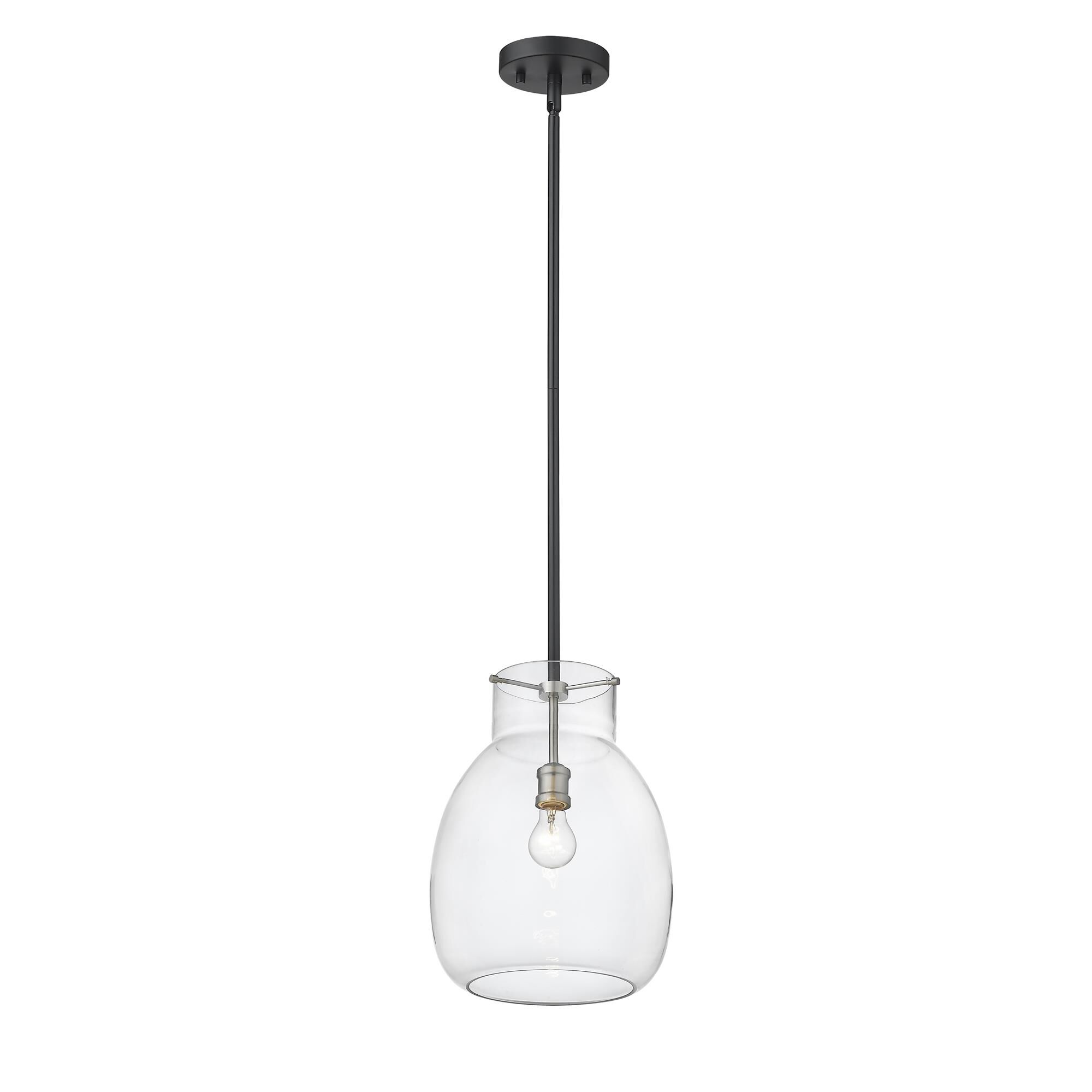 Shown in Matte Black + Brushed Nickel finish and Glass shade