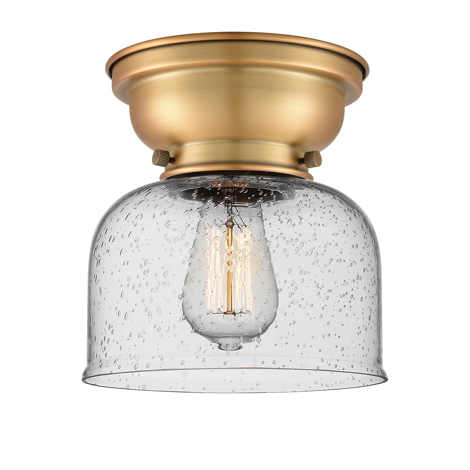 Shown in Brushed Brass finish and Seedy Large Bell glass