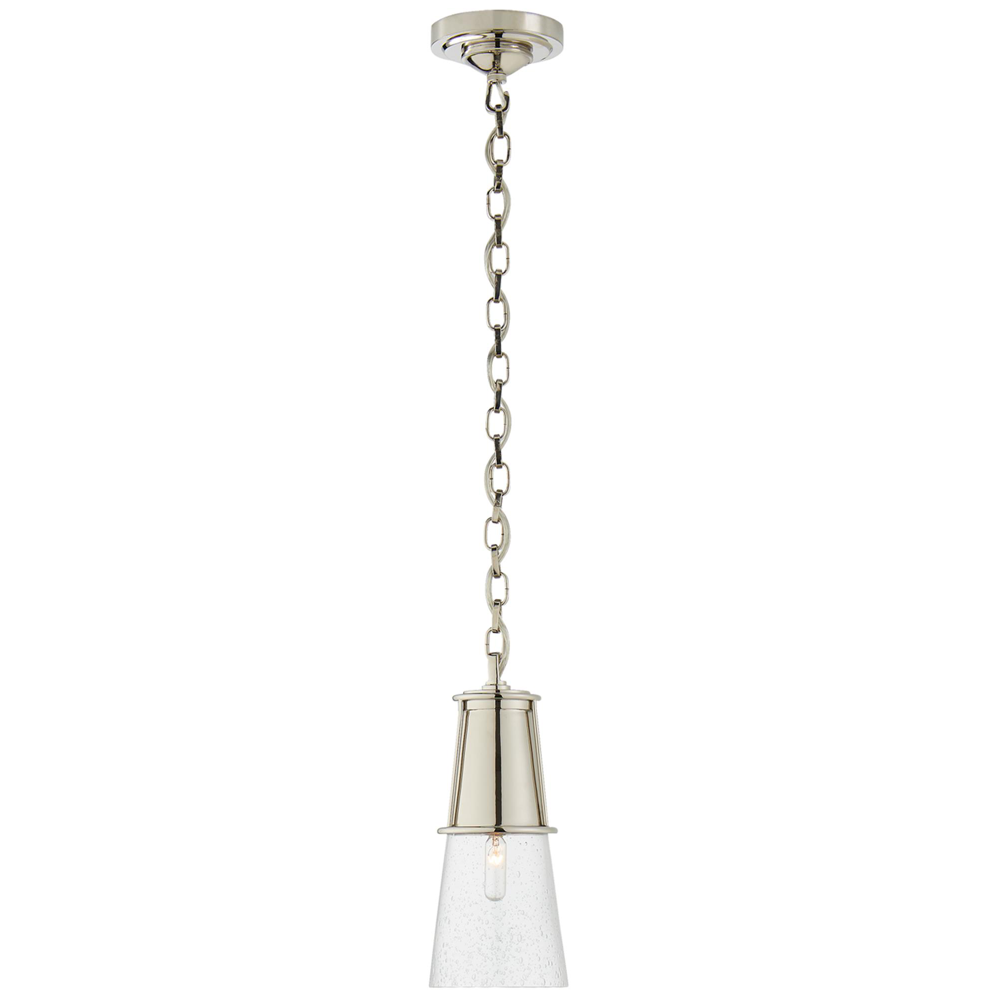 Shown in Polished Nickel finish and Seeded glass