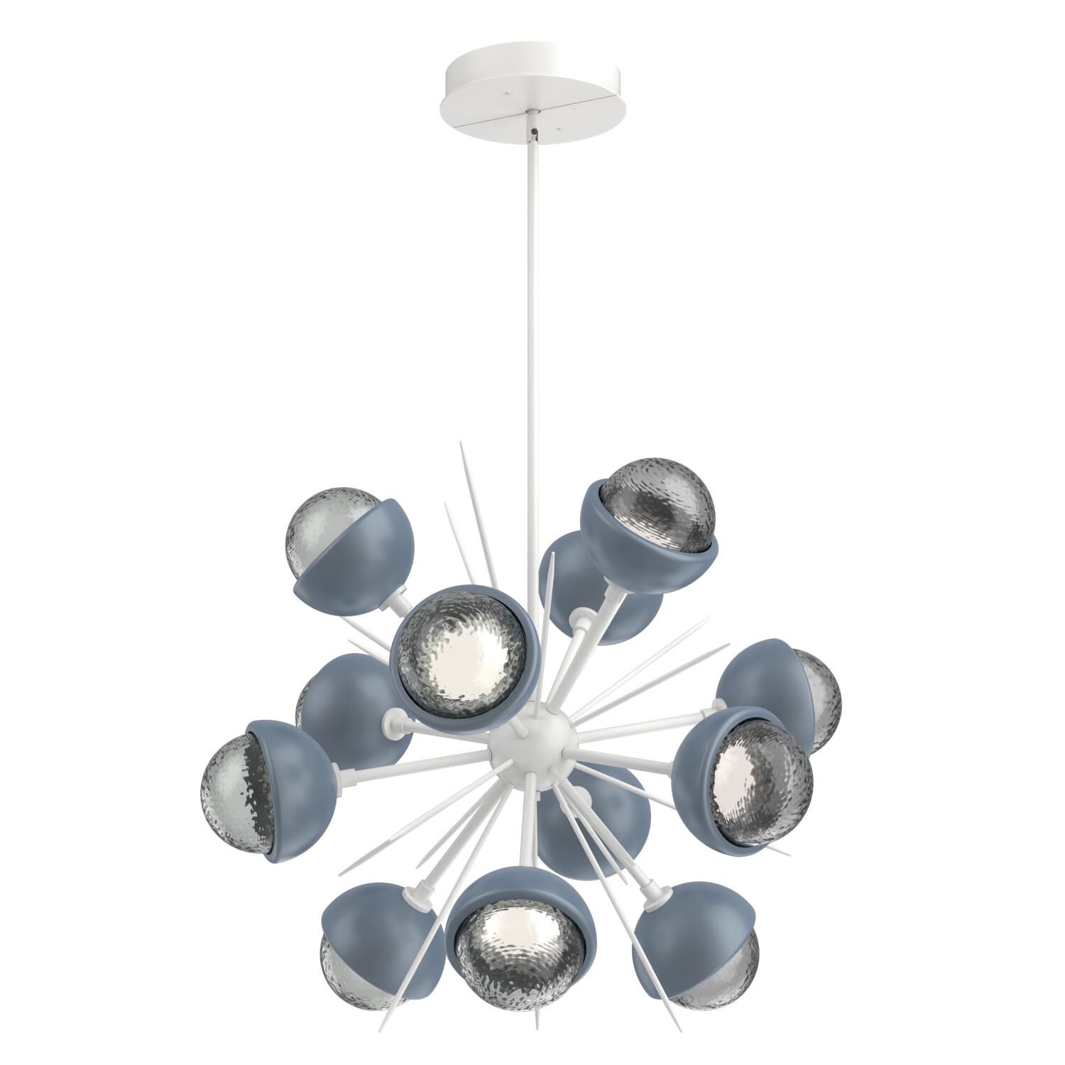 Shown in Salt White finish and Smoke glass and Poppy Blue accent