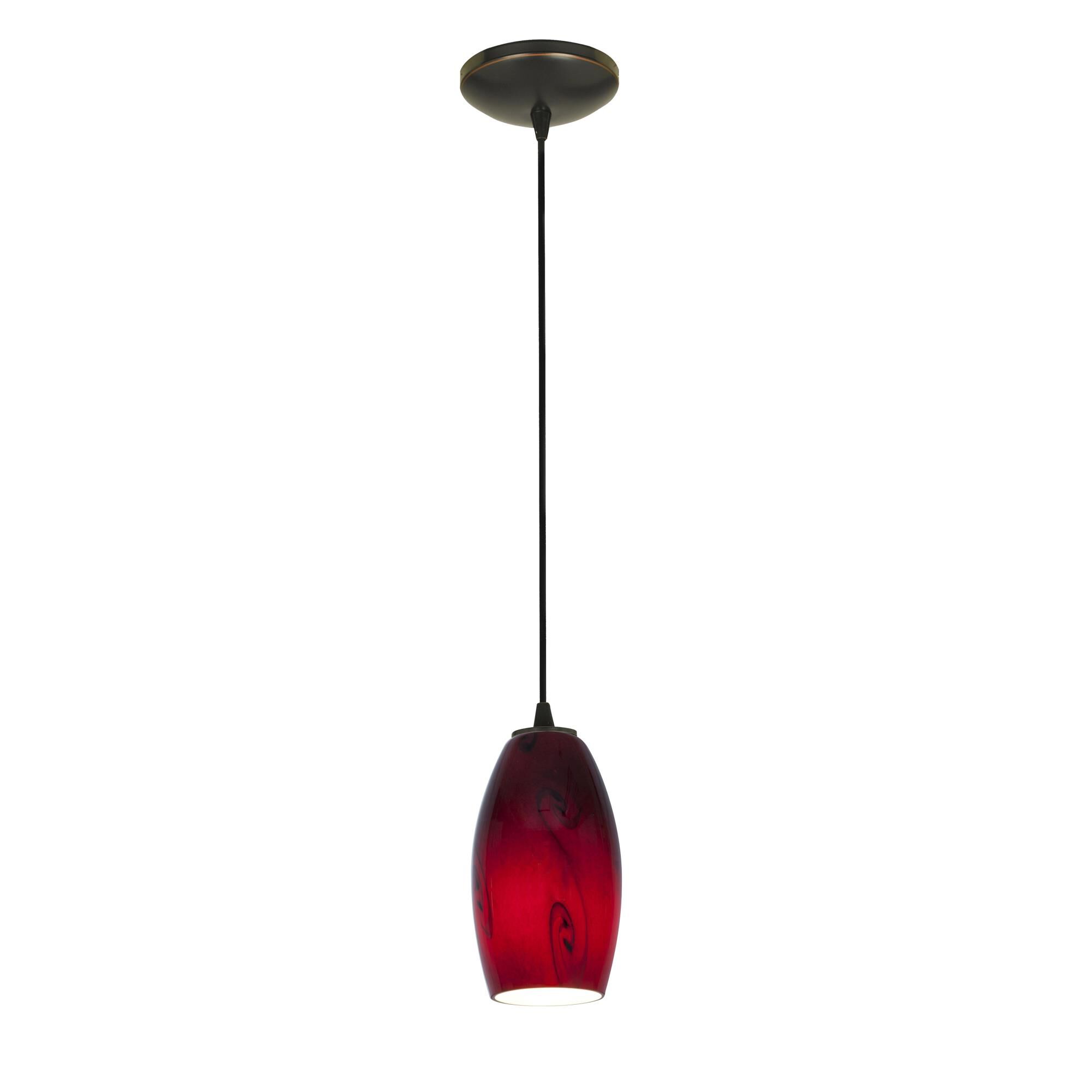 Shown in Oil Rubbed Bronze (Orb) finish and Red Sky (Rusky) glass